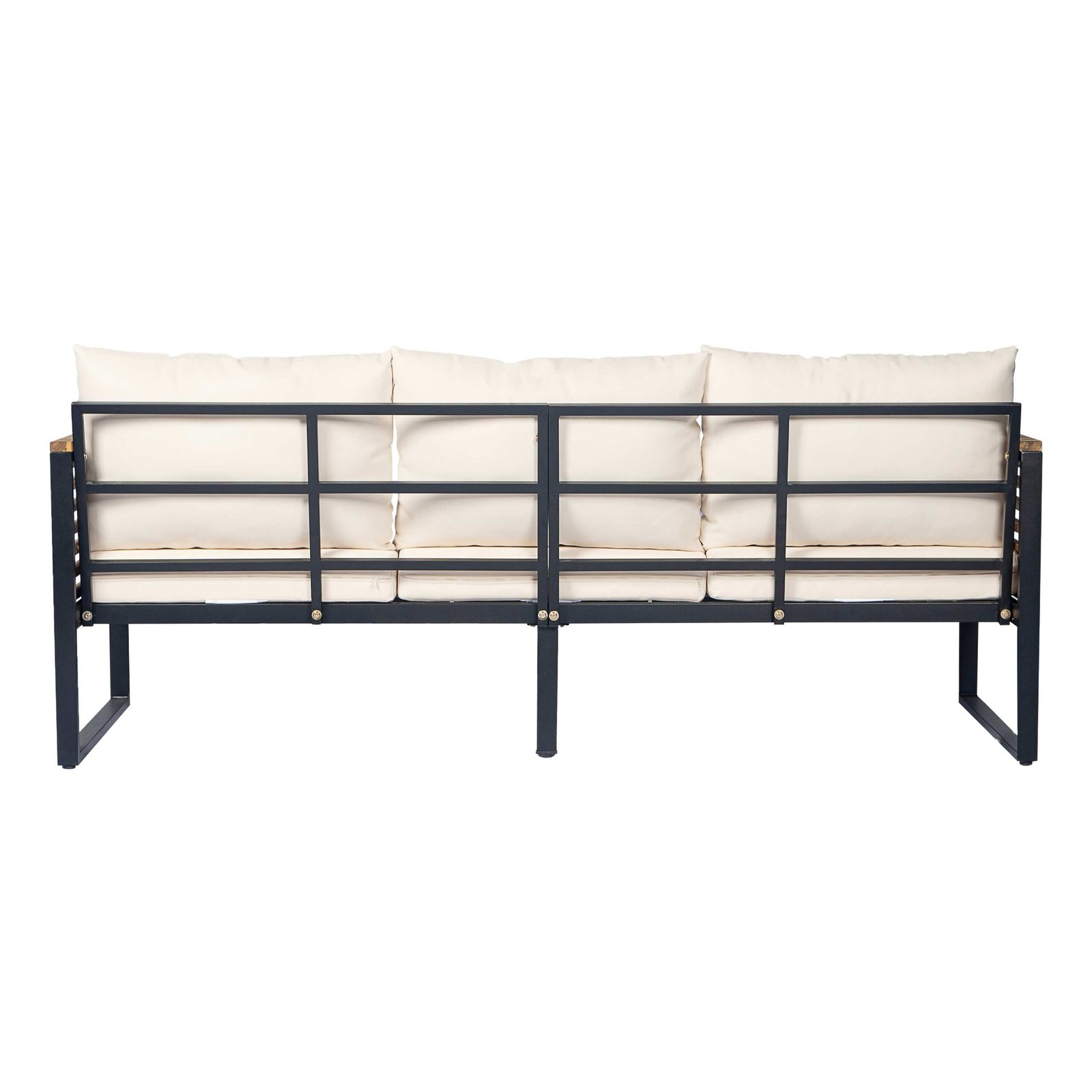 Acacia Wood & Metal Outdoor Sofa Set with High Back Cushions, Ottoman & Coffee Table by Leisure Zone - Image 17