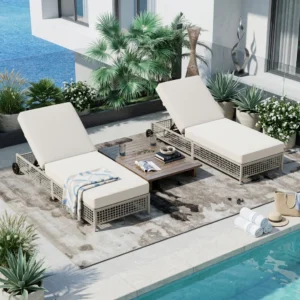 Luxurious Rattan Outdoor Lounge Chair Set of 2 by Leisure Zone