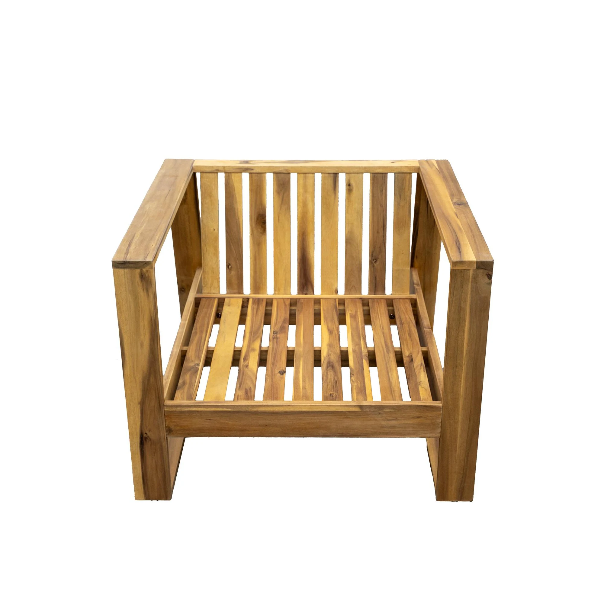3-Piece Acacia Wood Outdoor Lounge Set with Ottoman and Side Table by Leisure Zone - Image 6