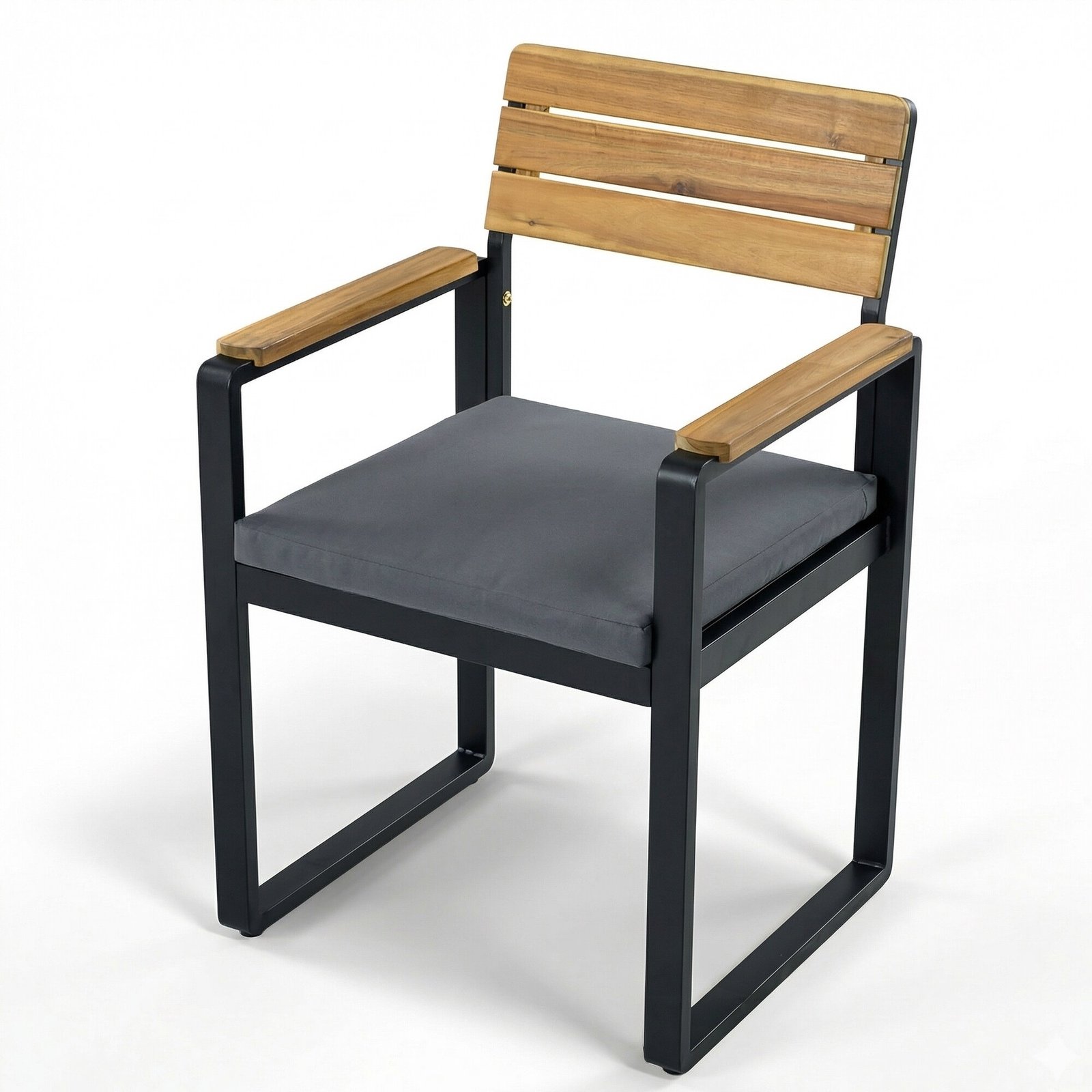 Acacia Wood & Steel Patio Dining Set with Cushioned Chairs & Bench by Leisure Zone - Image 16