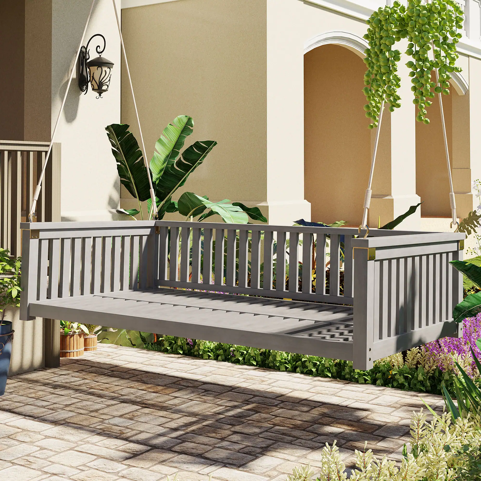 Minimalist Twin Size Garden Swing Bed by Leisure Zone - Image 2