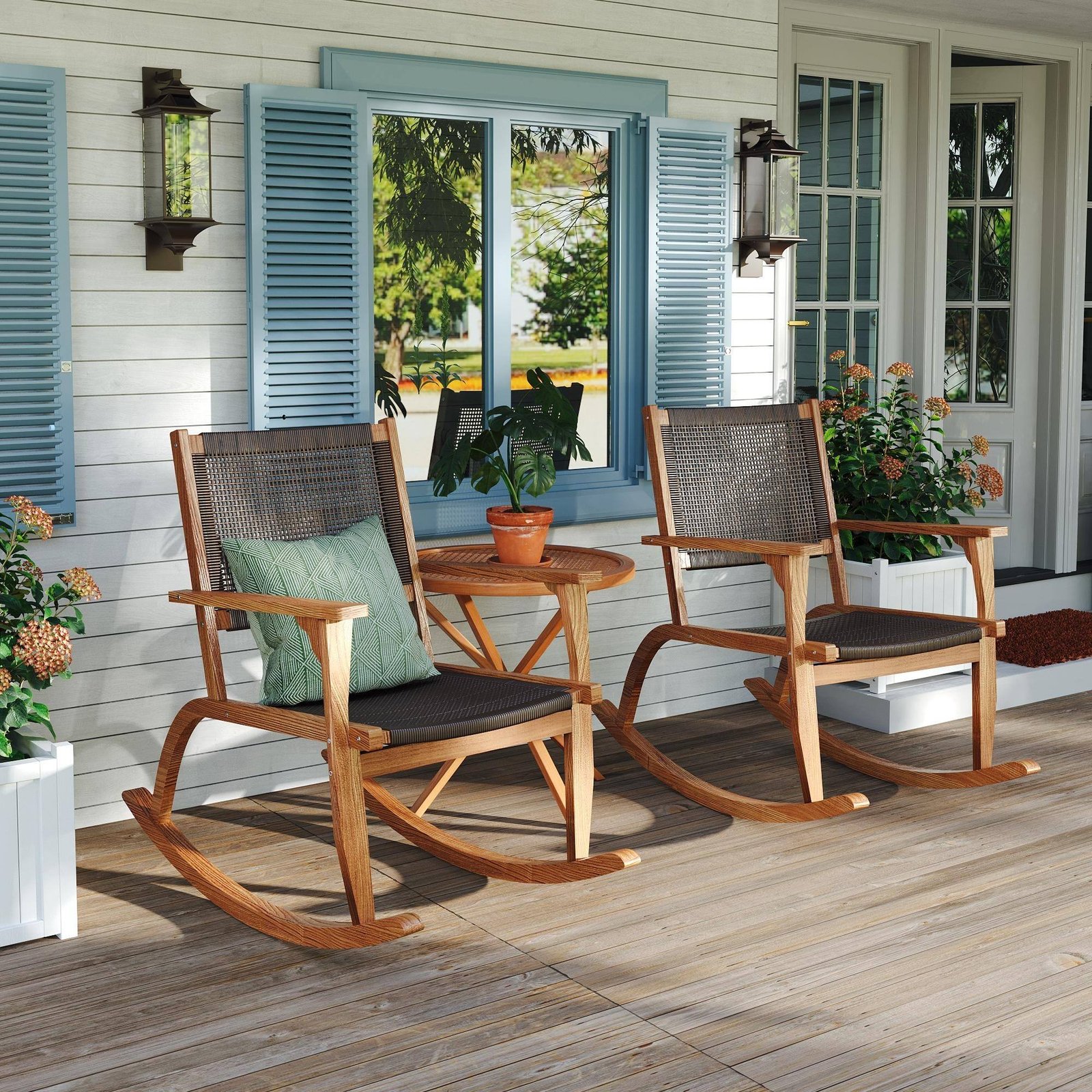 Comfortable Garden Porch Rocking Chairs(Set of 2) by Leisure Zone - Image 9