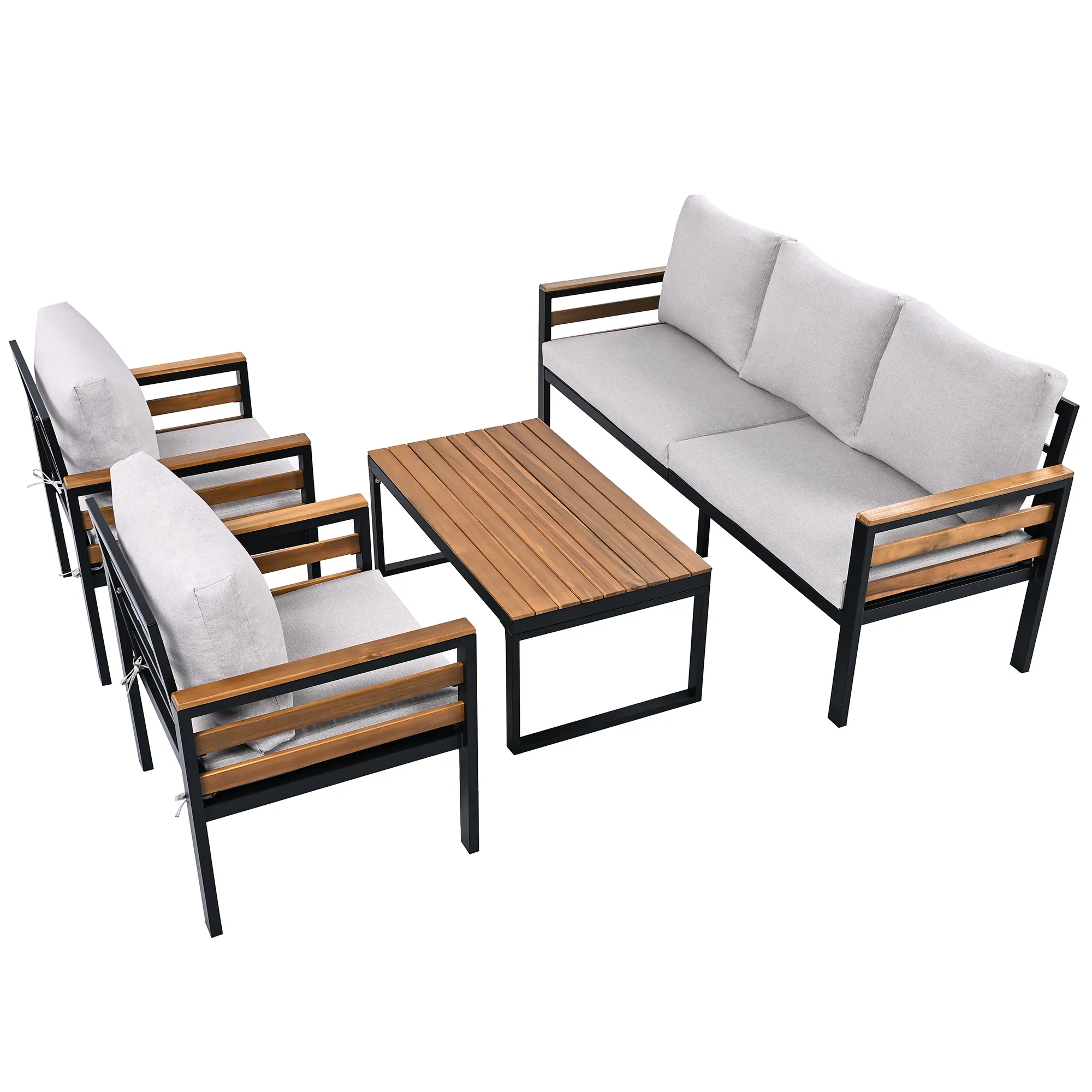 4-Piece Outdoor Patio Conversation Set with A Coffee Table by Leisure Zone - Image 5