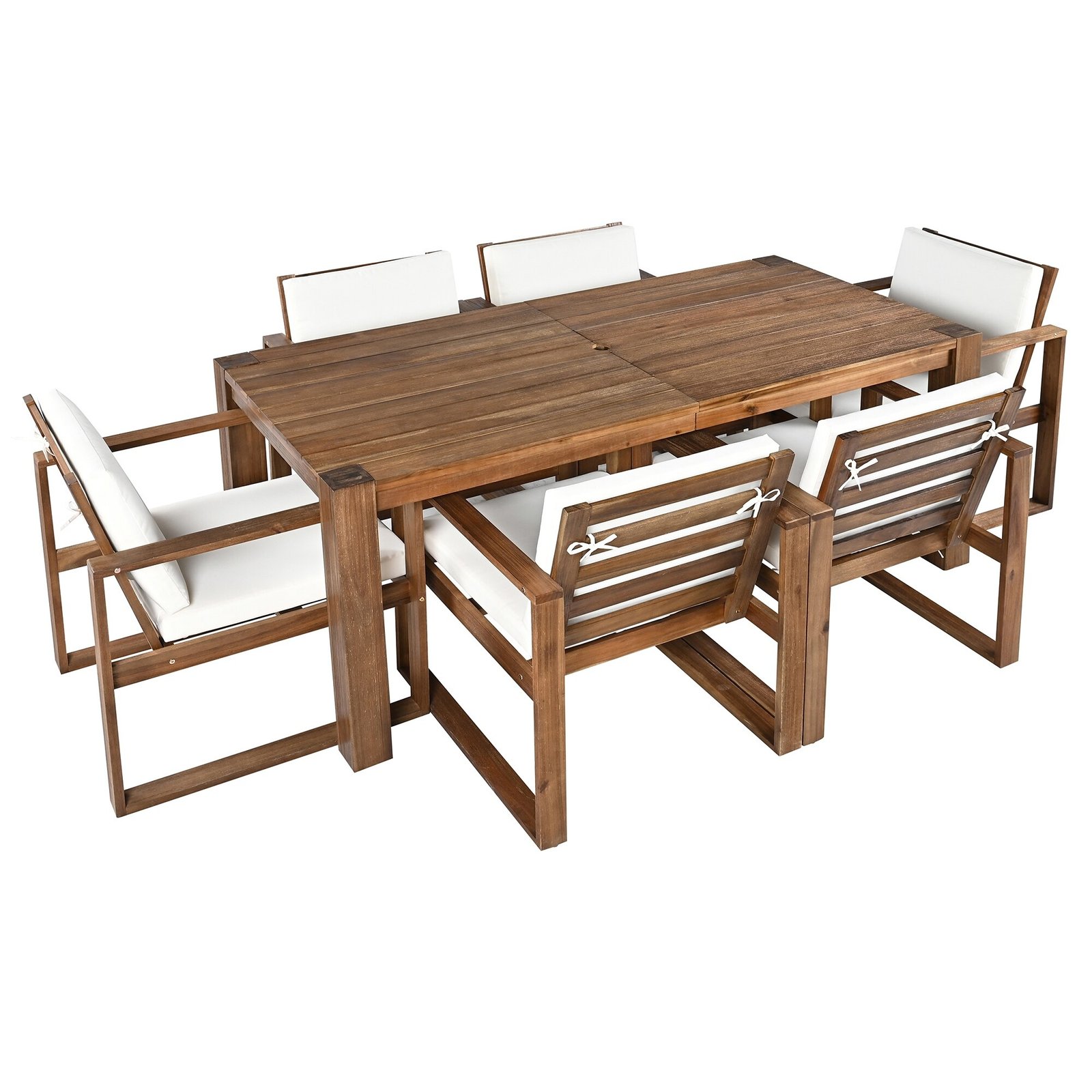 Acacia Wood Patio Table & Chairs with Cushions by Leisure Zone - Image 14