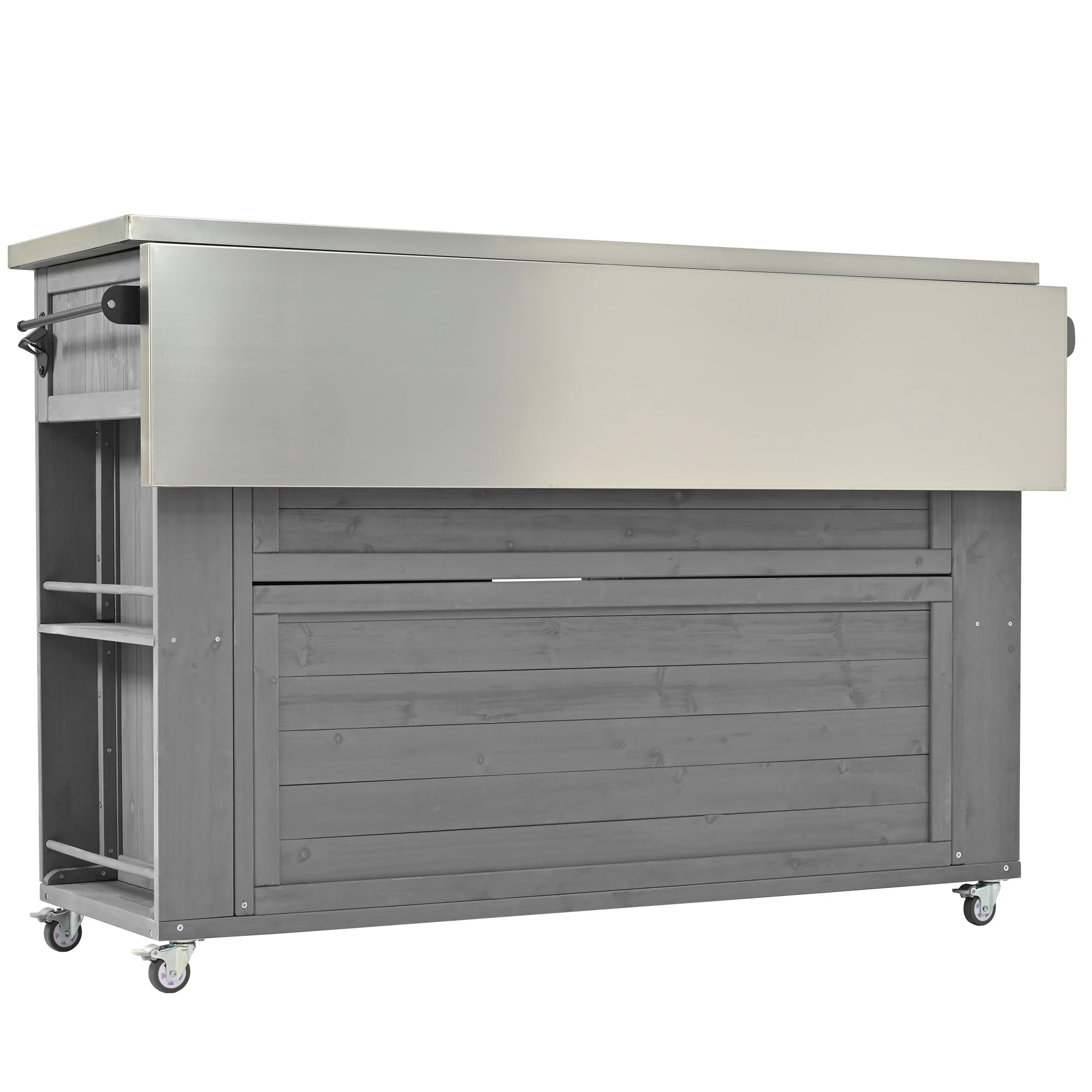 Outdoor Kitchen Island with Foldable Stainless Steel Countertop & Storage by Leisure Zone - Image 15