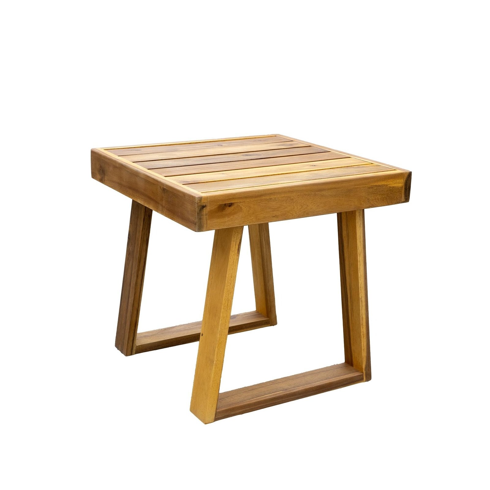 3-Piece Acacia Wood Outdoor Lounge Set with Ottoman and Side Table by Leisure Zone - Image 7