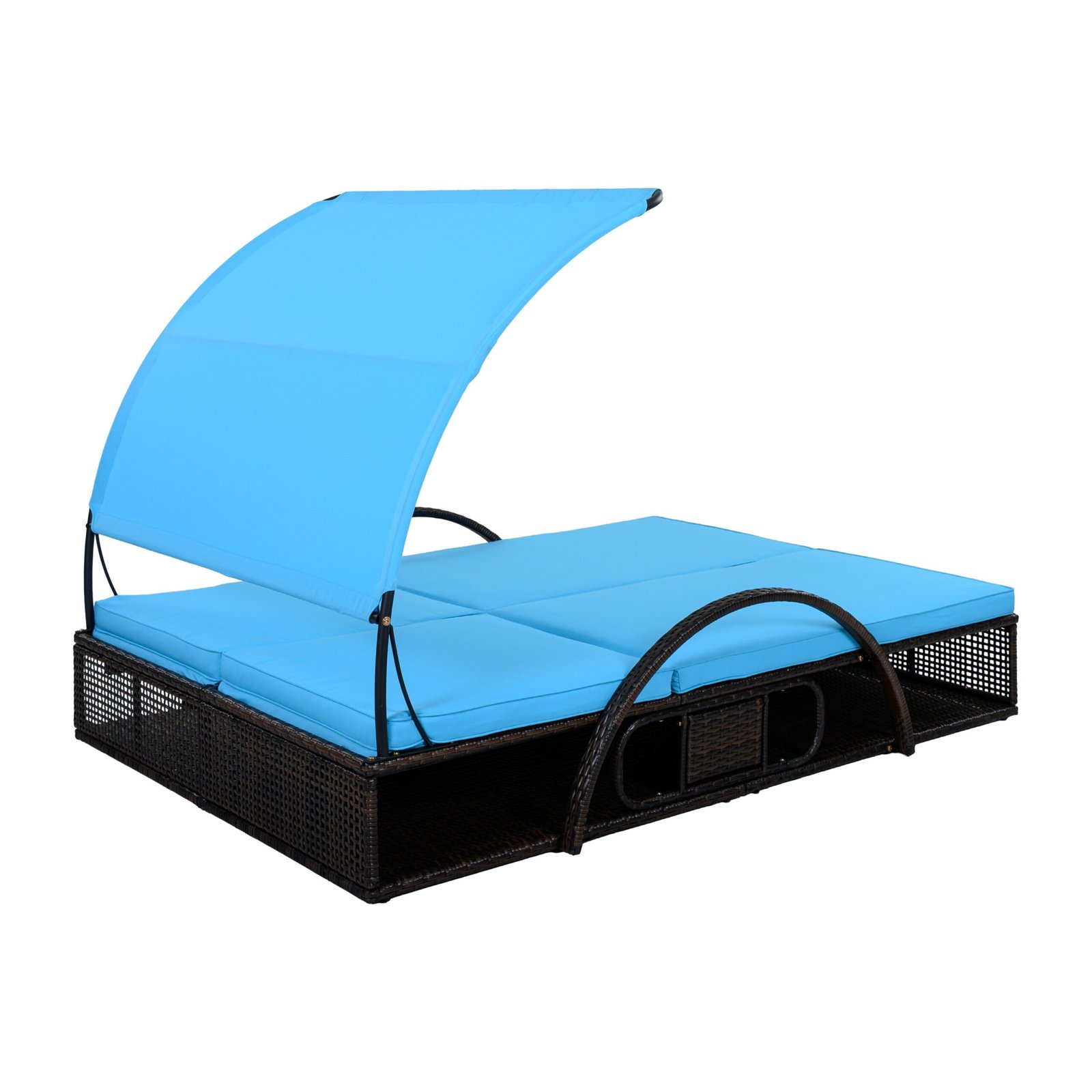 Double Outdoor Sun Lounger with Adjustable Backrest & Hidden Side Table by Leisure Zone - Image 18