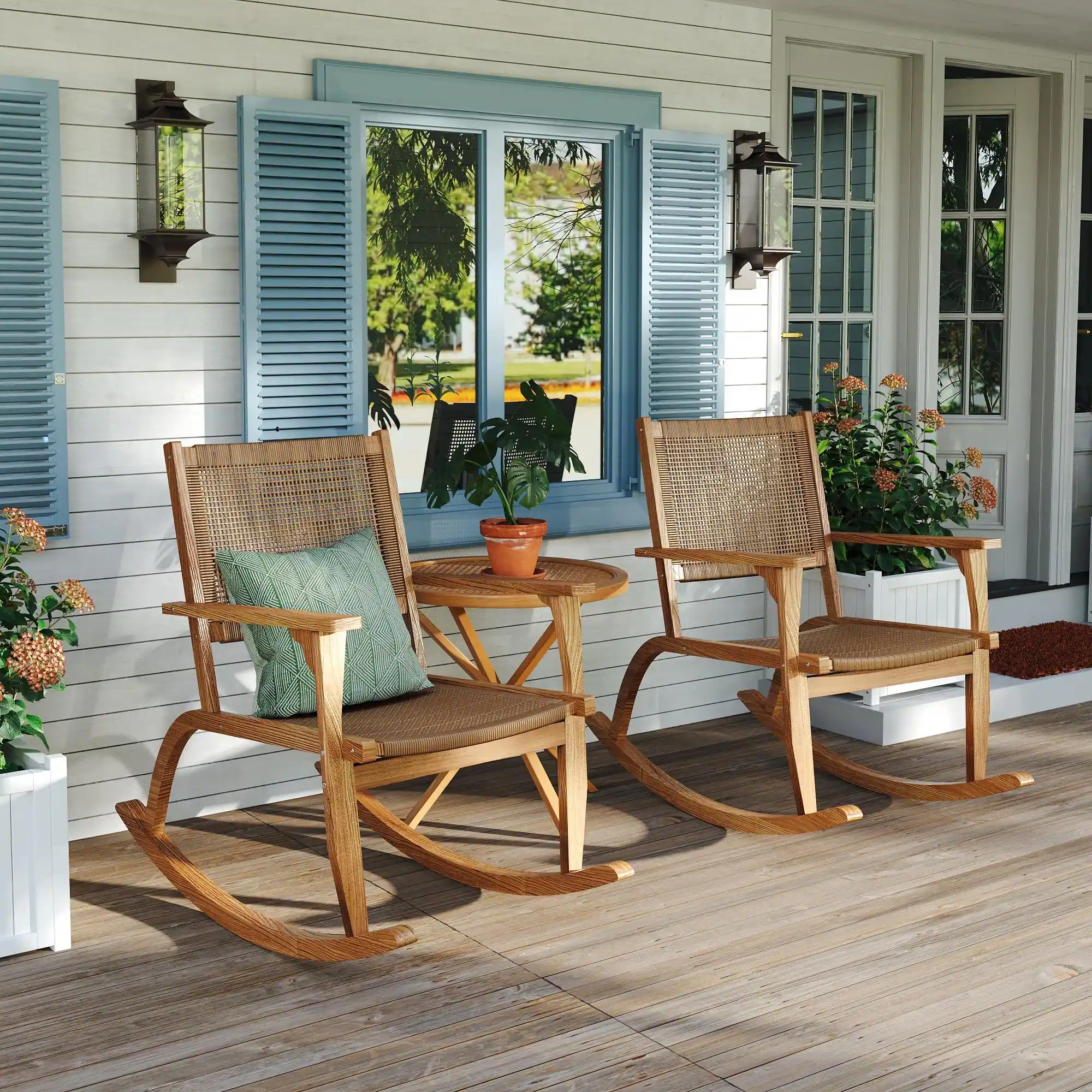 Comfortable Garden Porch Rocking Chairs(Set of 2) by Leisure Zone - Image 2