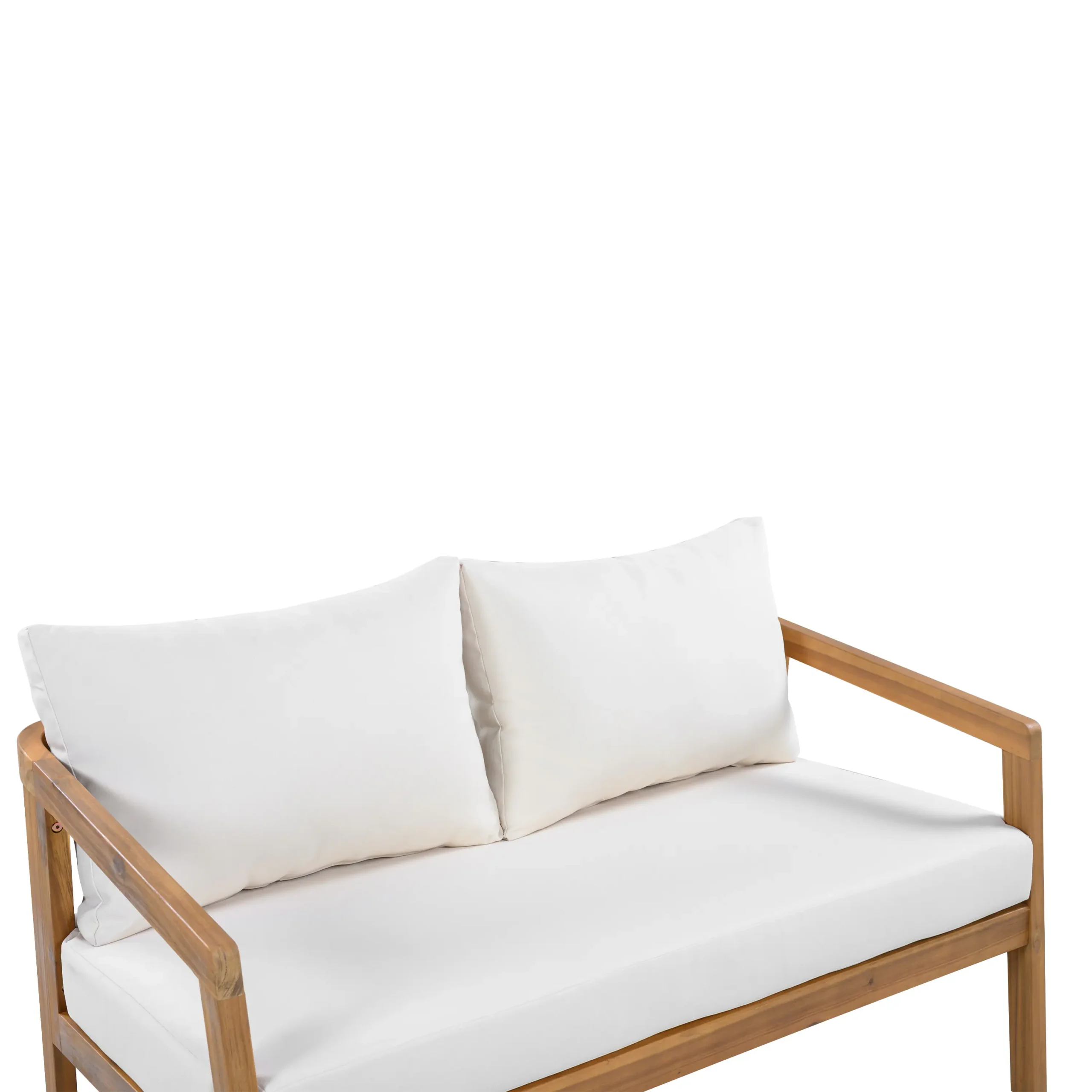 Acacia Wood Patio Loveseat Sofa with Thick Cushions by Leisure Zone - Image 9