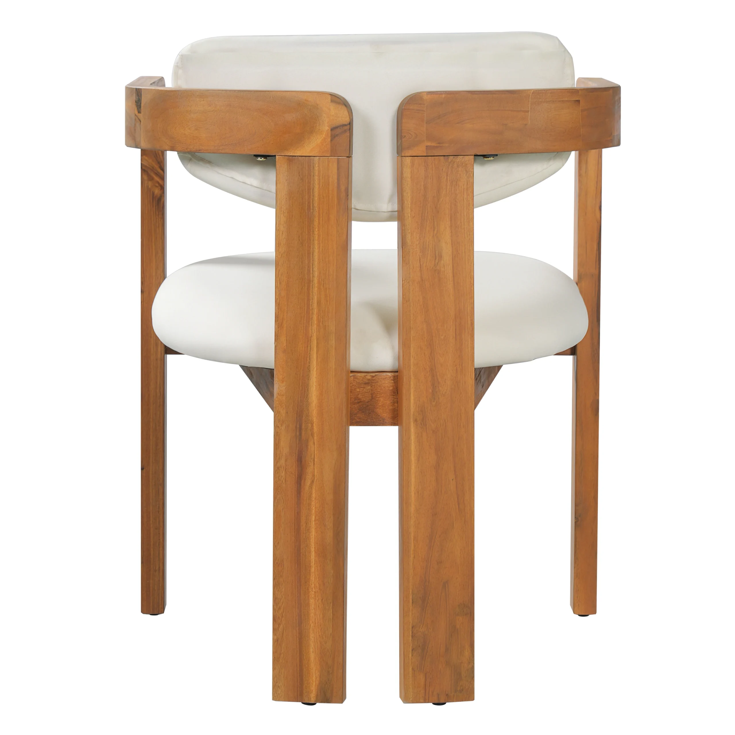 Set of 2 Outdoor Acacia Barrel Dining Chairs with Cushioned Wraparound Back by Leisure Zone - Image 7