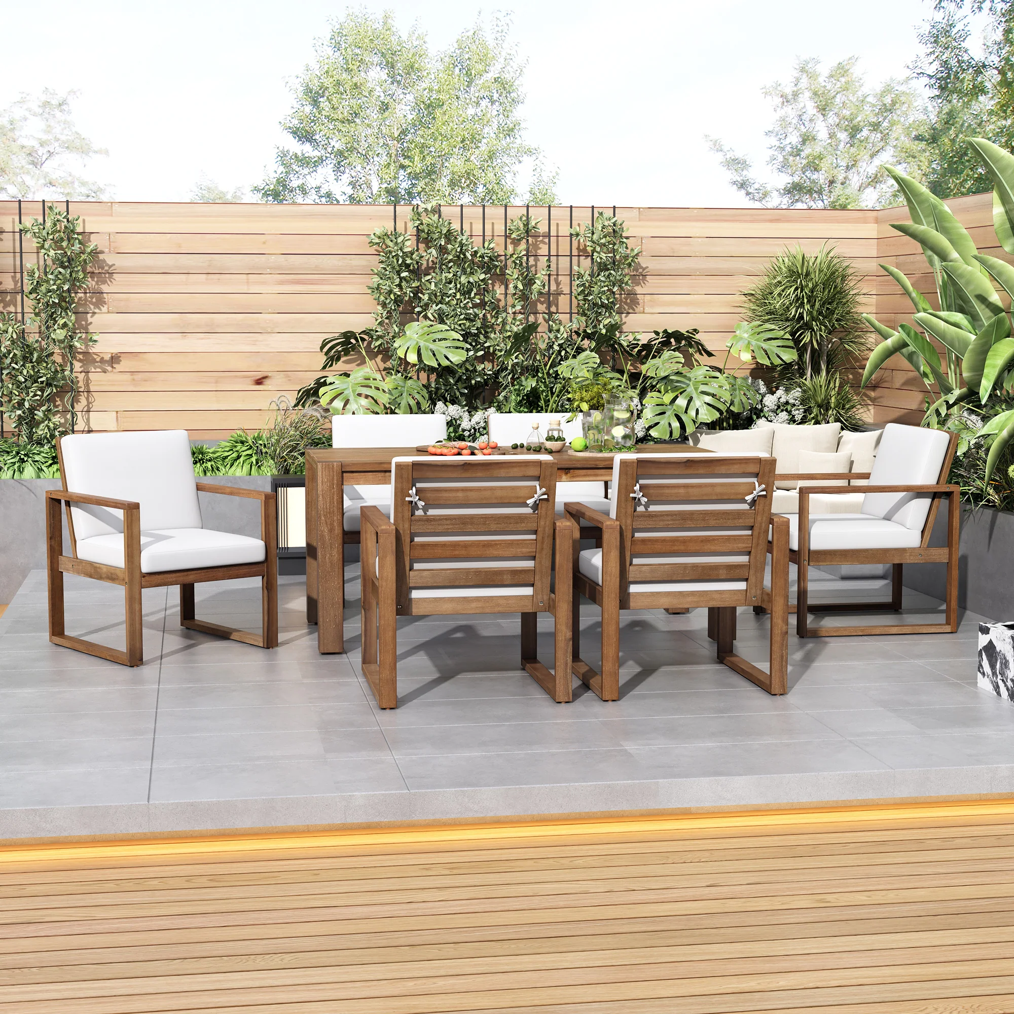 Acacia Wood Patio Table & Chairs with Cushions by Leisure Zone - Image 13