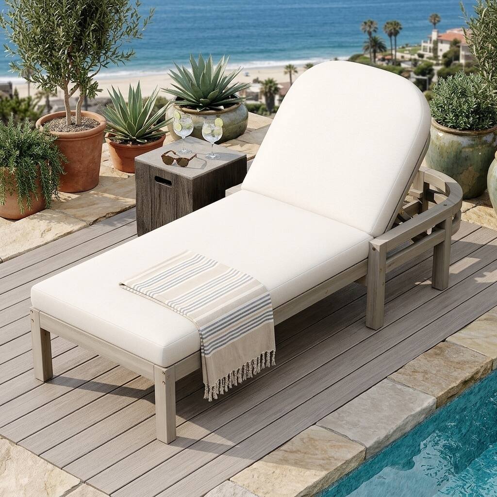 5-Position Adjustable Outdoor Chaise Lounge with Arched Backrest by Leisure Zone - Image 21