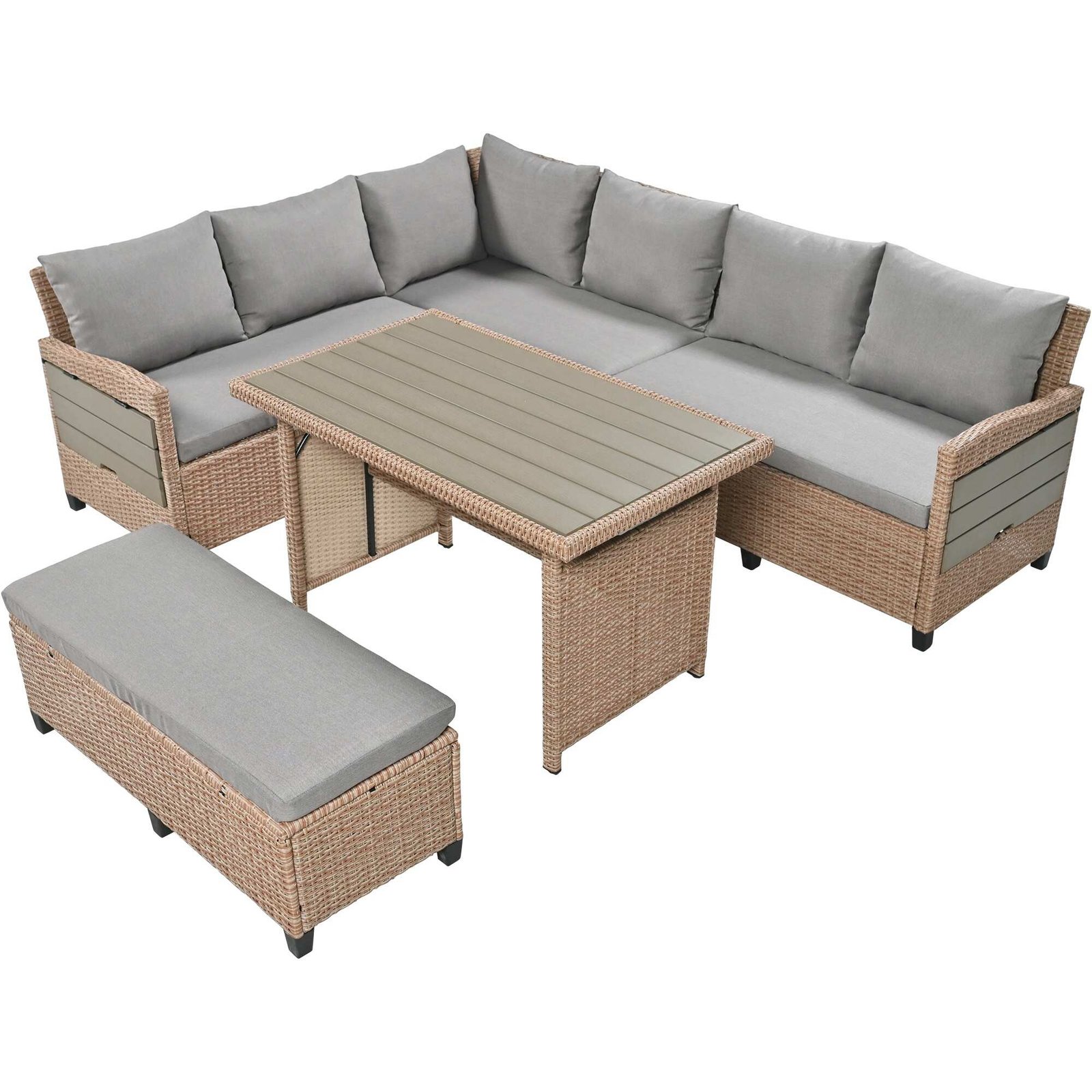 5-Piece L-Shaped Garden Furniture with Extendable Side Tables & Dining Table by Leisure Zone - Image 21