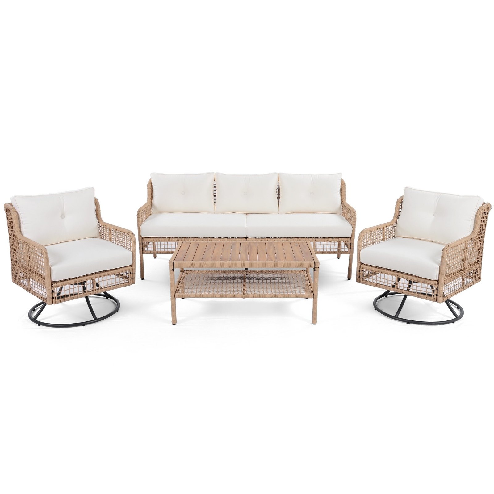 Leisure Zone 4-Piece Outdoor Patio Set with 360° Swivel Lounge Chairs - Image 4