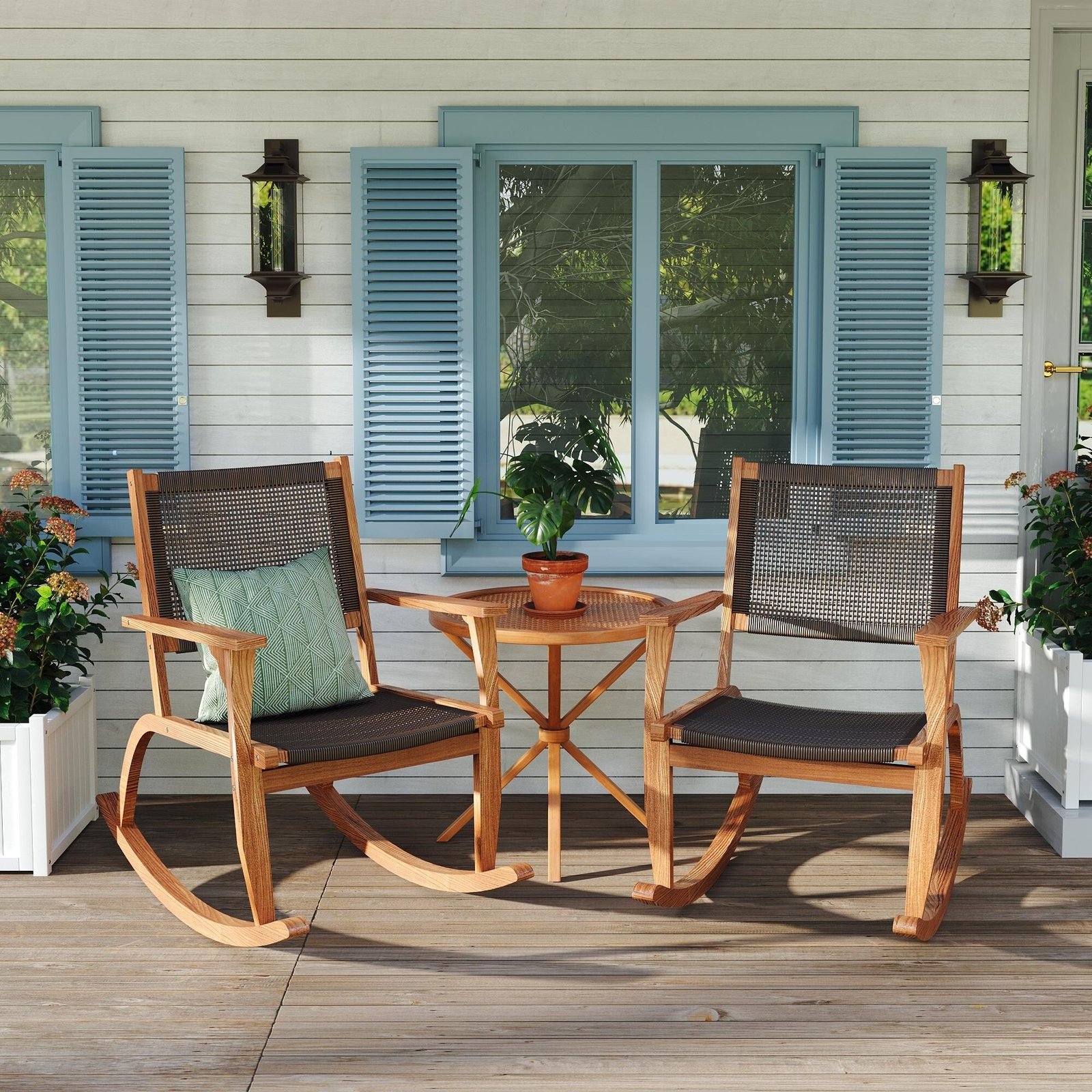 Comfortable Garden Porch Rocking Chairs(Set of 2) by Leisure Zone - Image 10