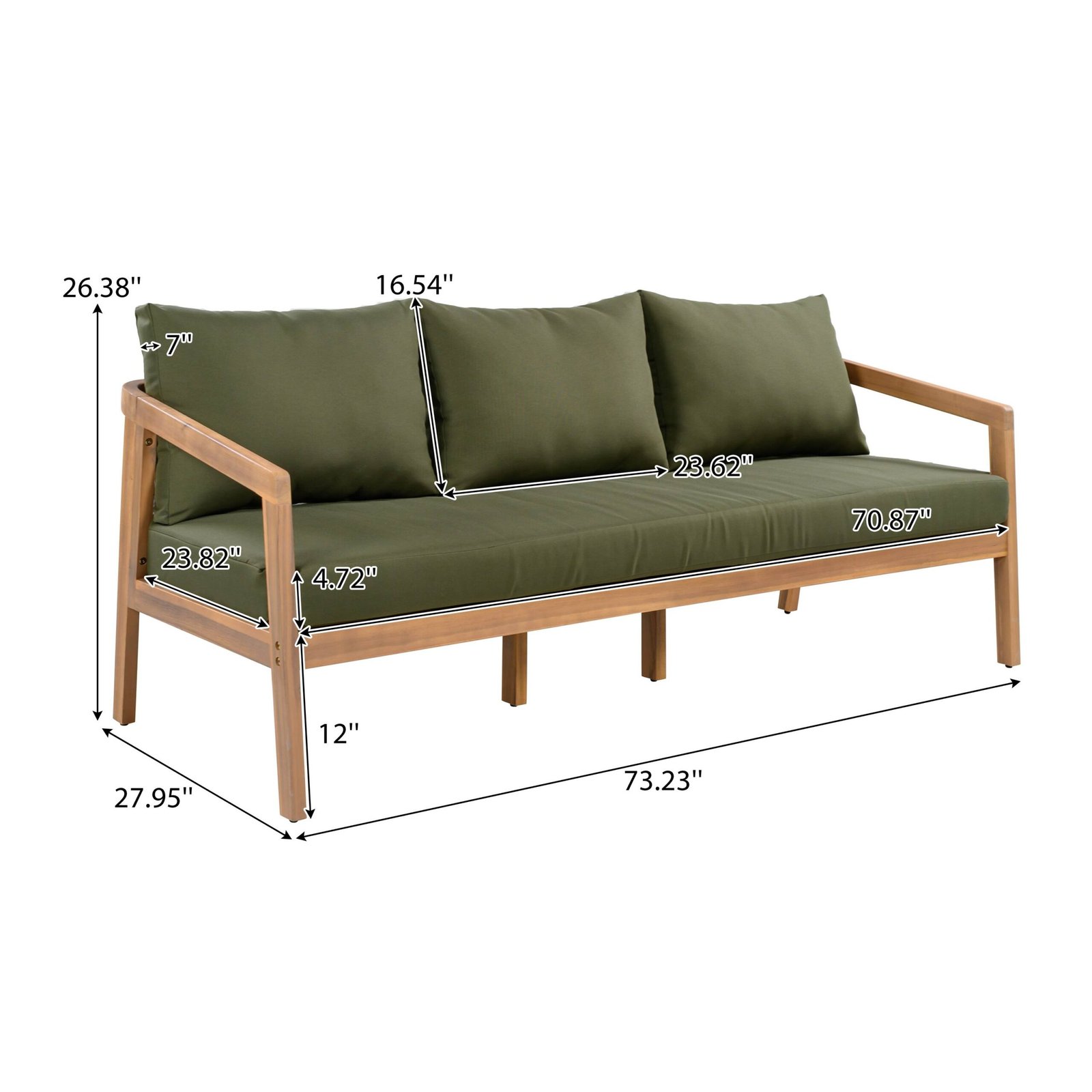3-Seater Acacia Outdoor Patio Sofa with Thick Cushions by Leisure Zone - Image 23