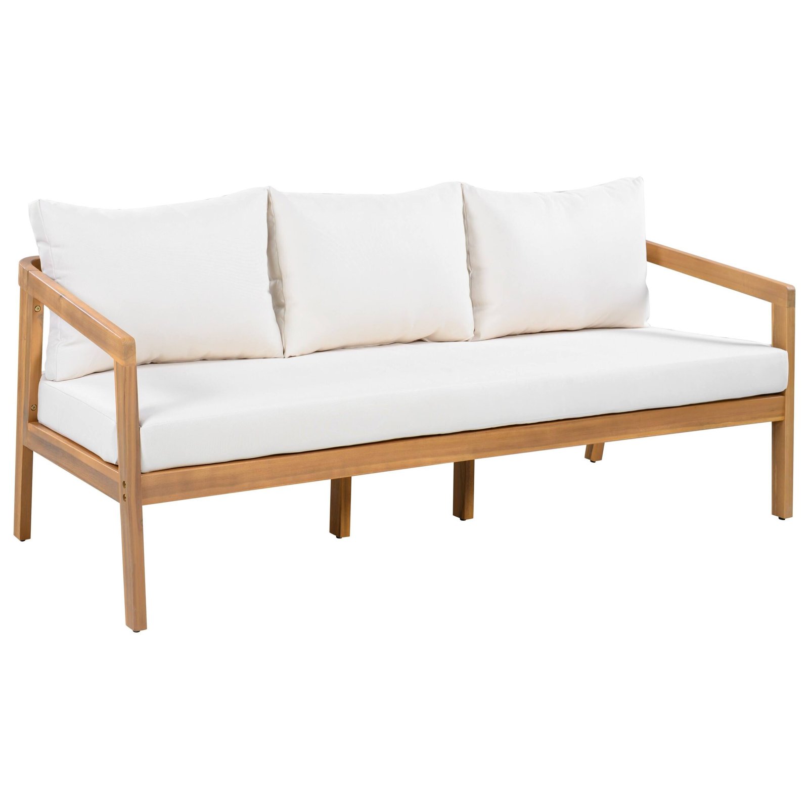 3-Seater Acacia Outdoor Patio Sofa with Thick Cushions by Leisure Zone - Image 5