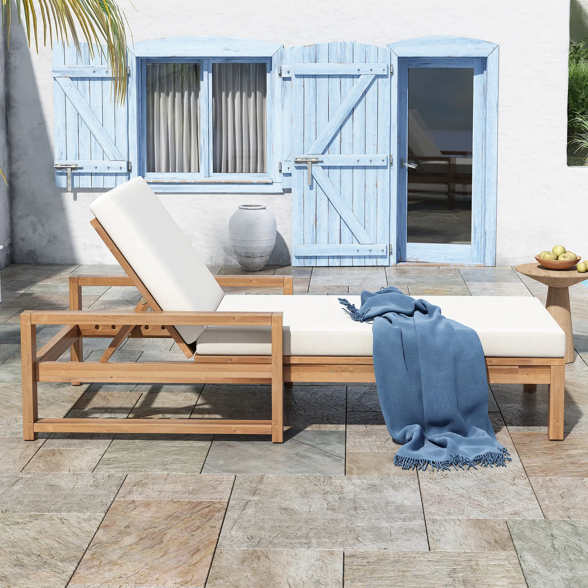 Outdoor Lounge Chair with 5-Position Adjustable Backrest by Leisure Zone - Image 4