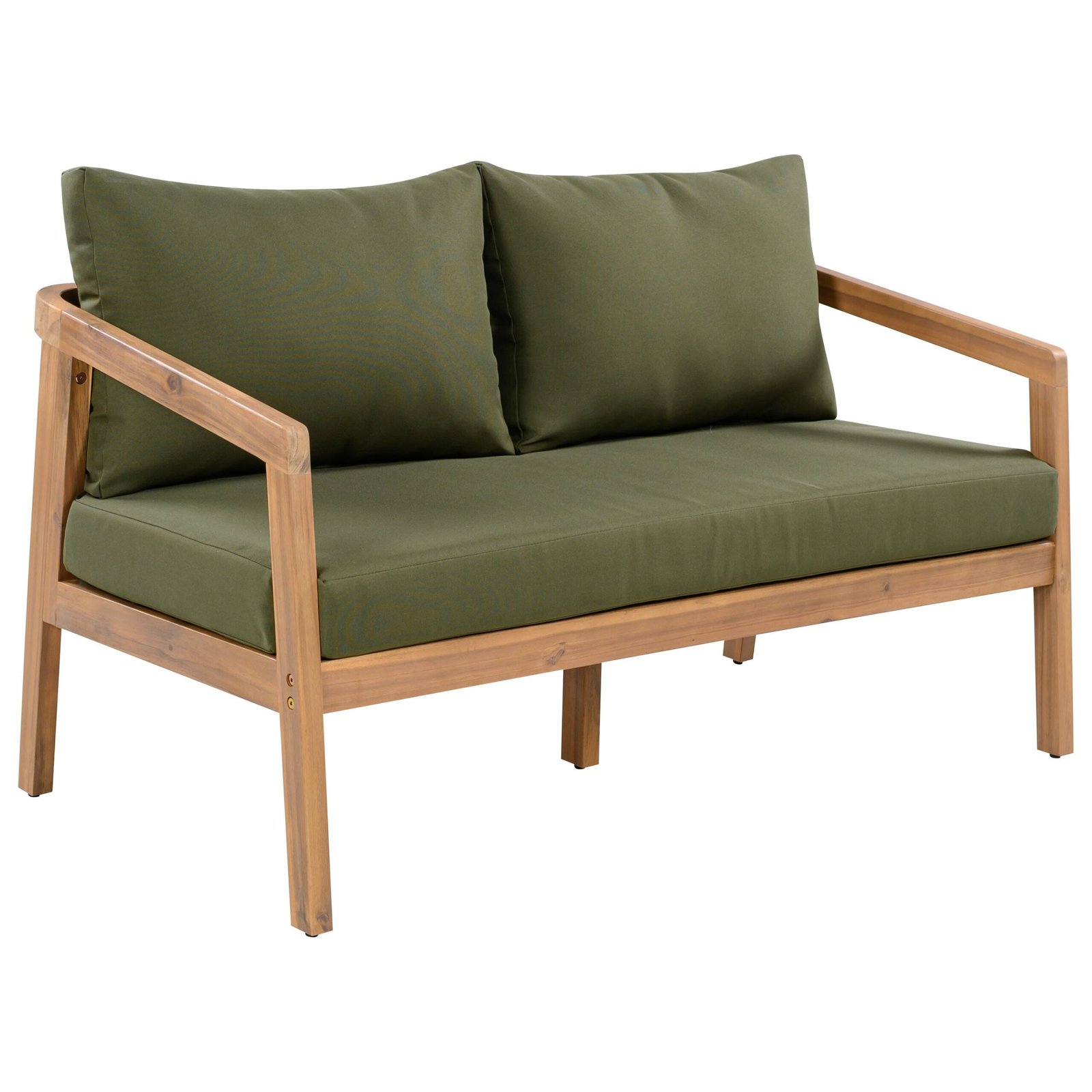 Acacia Wood Patio Loveseat Sofa with Thick Cushions by Leisure Zone - Image 16