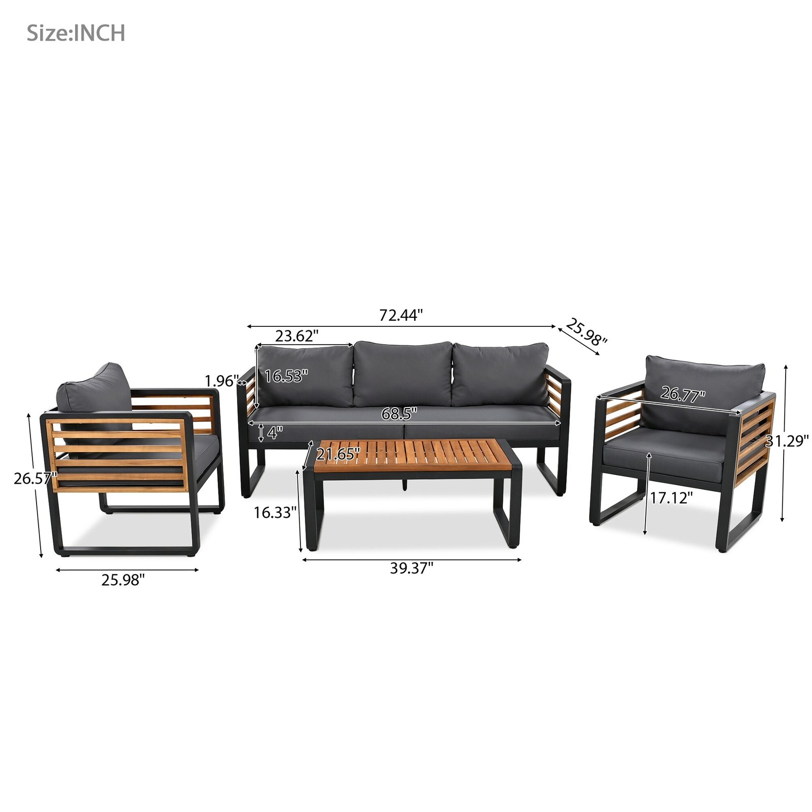4-Piece Outdoor Conversation Set with Removable Cushions by Leisure Zone - Image 35
