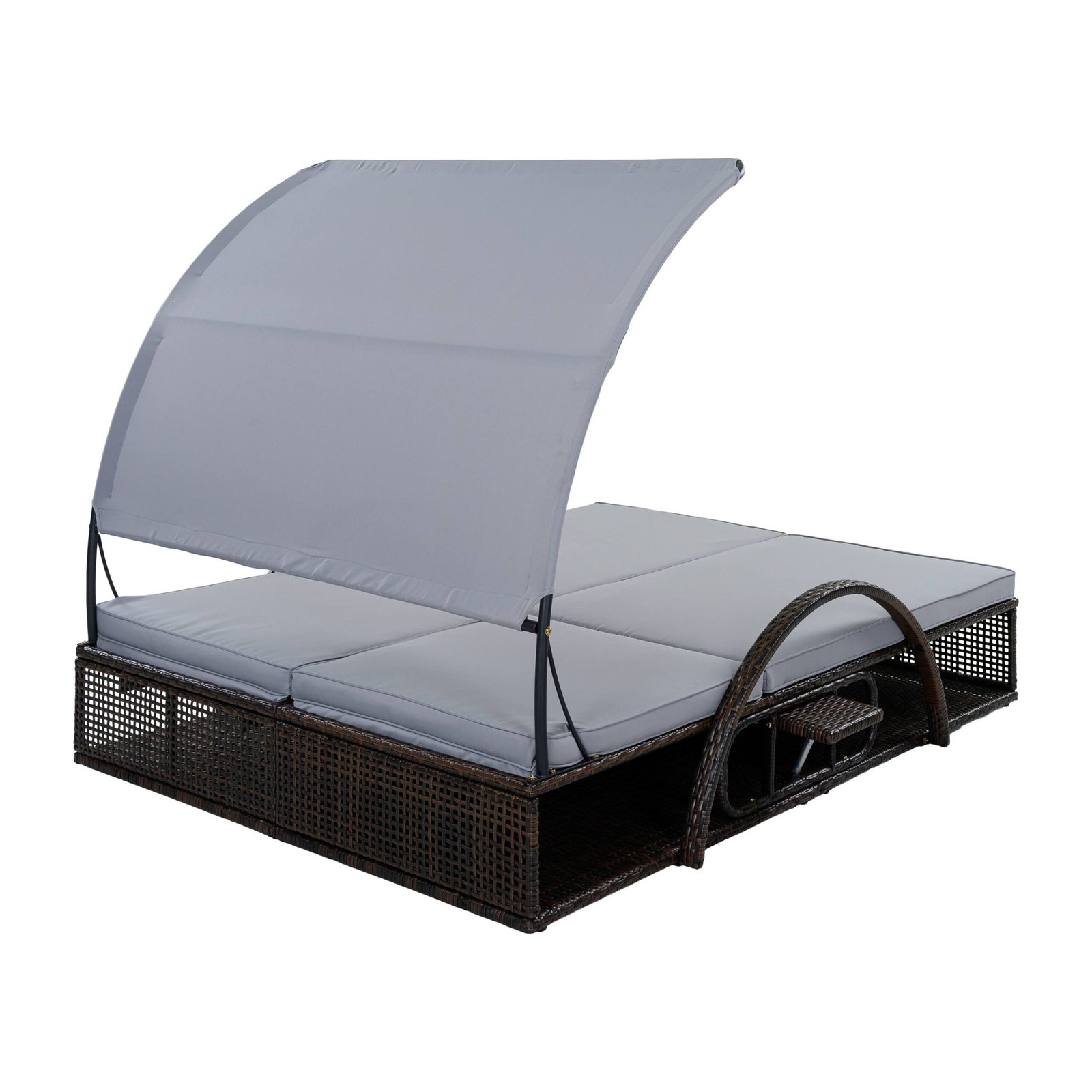 Double Outdoor Sun Lounger with Adjustable Backrest & Hidden Side Table by Leisure Zone - Image 29