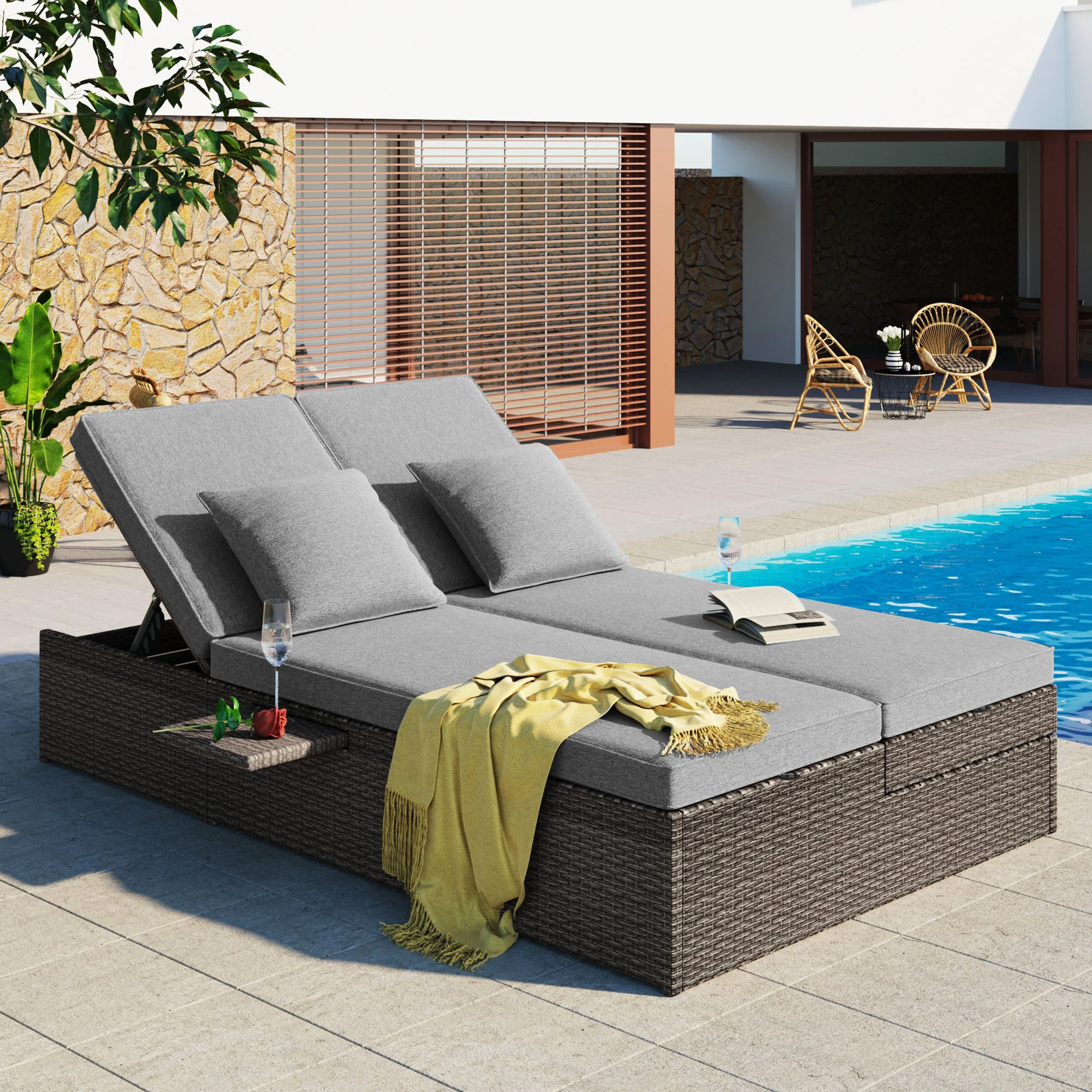 Luxury Adjustable Double Chaise Lounge by Leisure Zone - Image 2