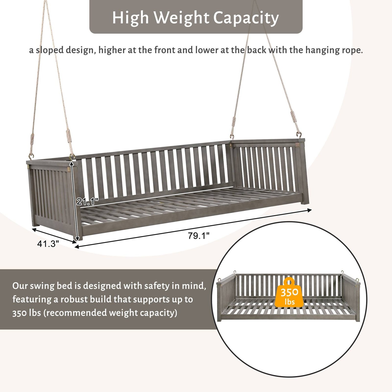 Minimalist Twin Size Garden Swing Bed by Leisure Zone - Image 20