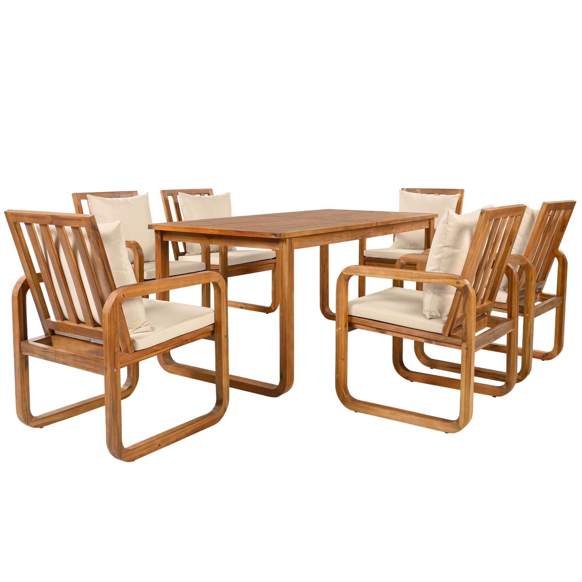 7-Piece Acacia Wood Outdoor Dining Set with Water-Resistant Cushions by Leisure Zone - Image 16