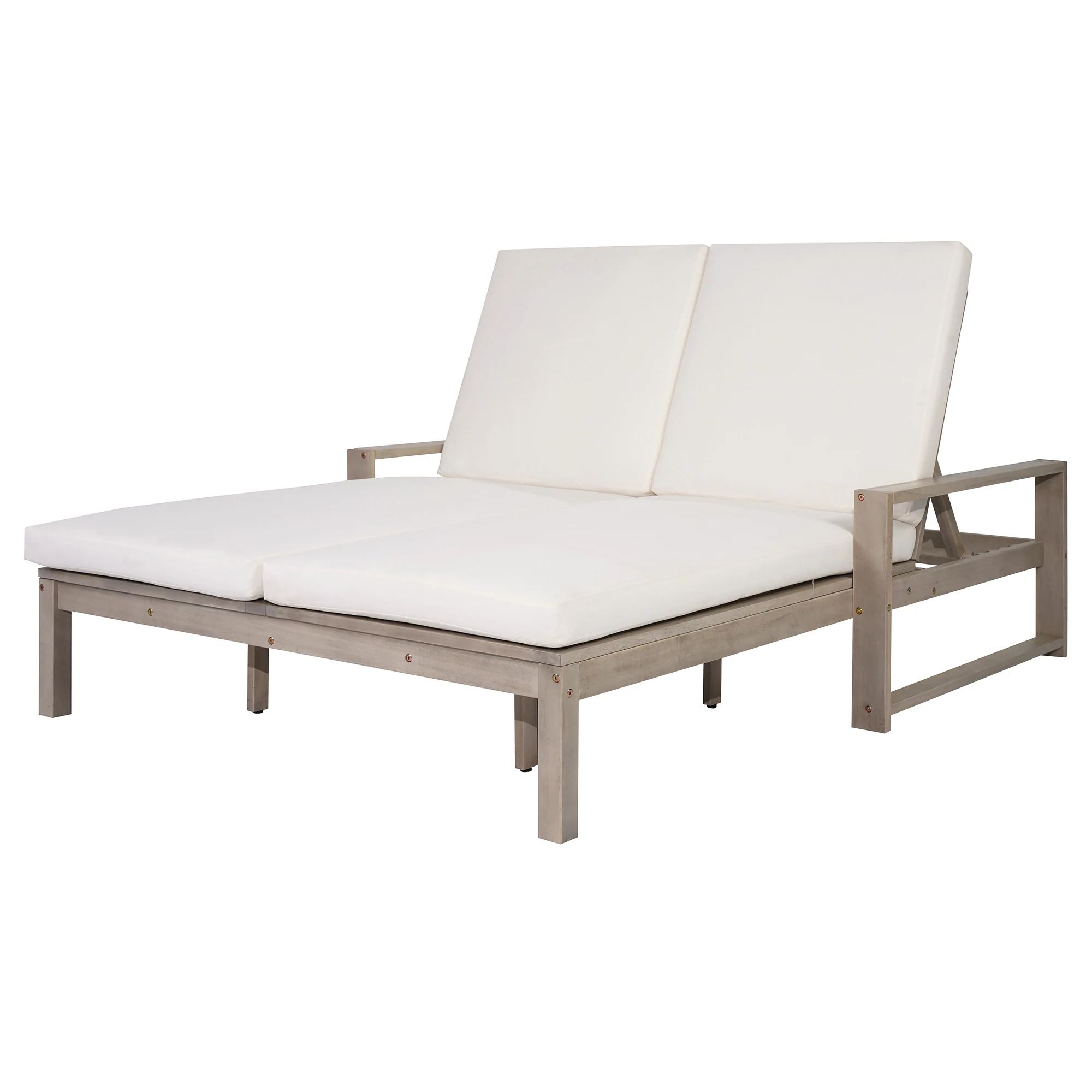 Outdoor Double Chaise Lounge Chair with Dual 5-Position Backrests by Leisure Zone - Image 15