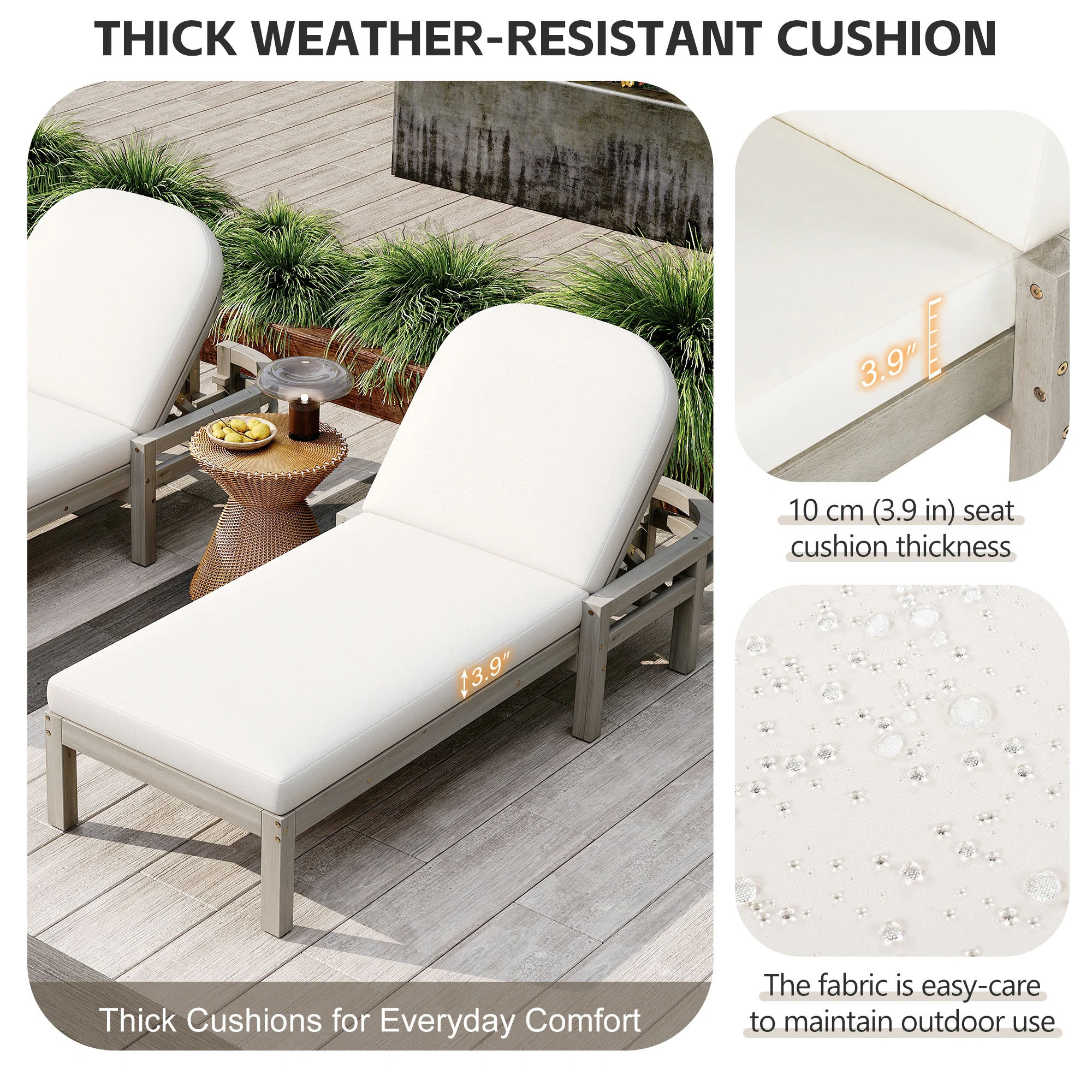 5-Position Adjustable Outdoor Chaise Lounge with Arched Backrest by Leisure Zone - Image 19