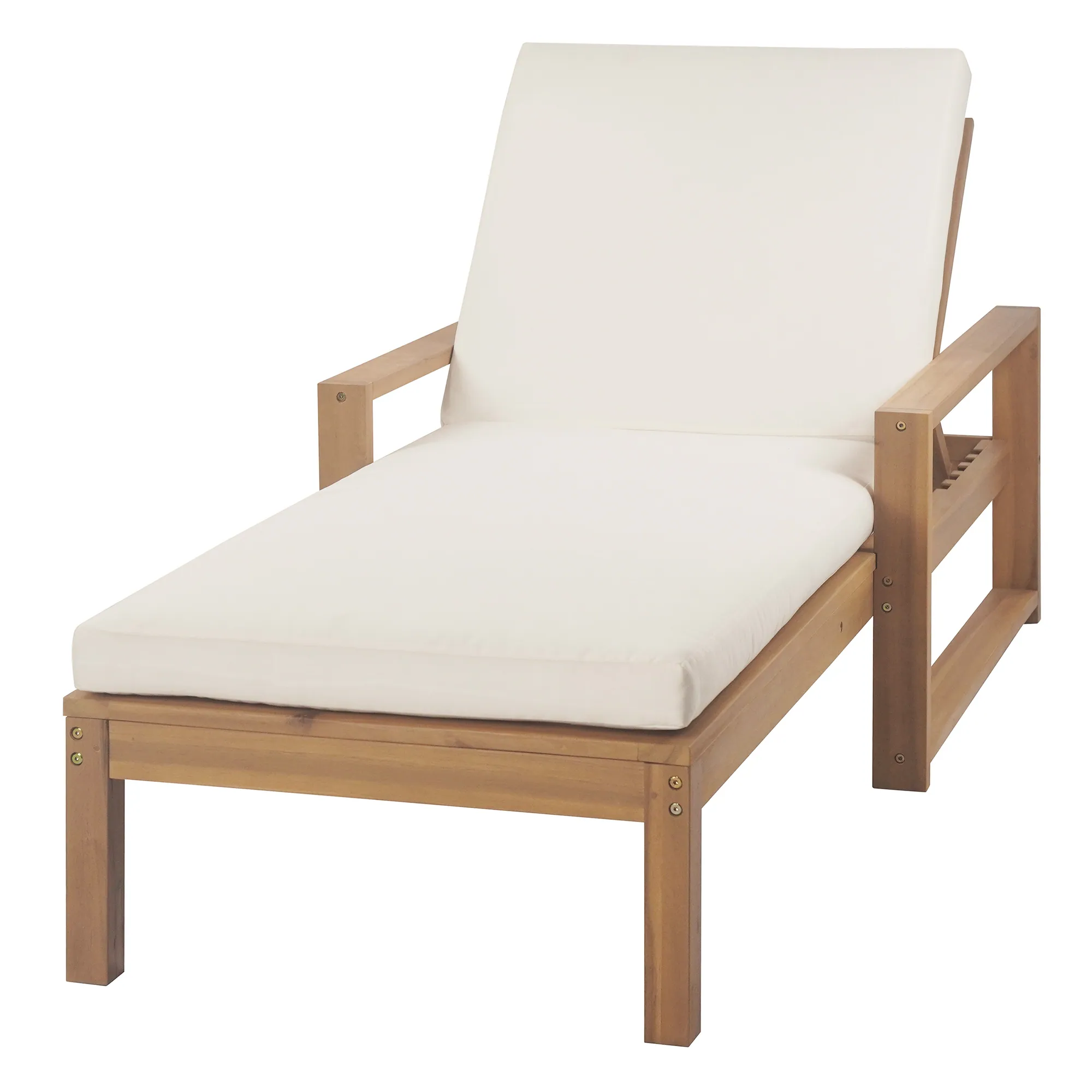 Acacia Wood 5-Position Outdoor Chaise Lounge Chairs Set of 2 by Leisure Zone - Image 7