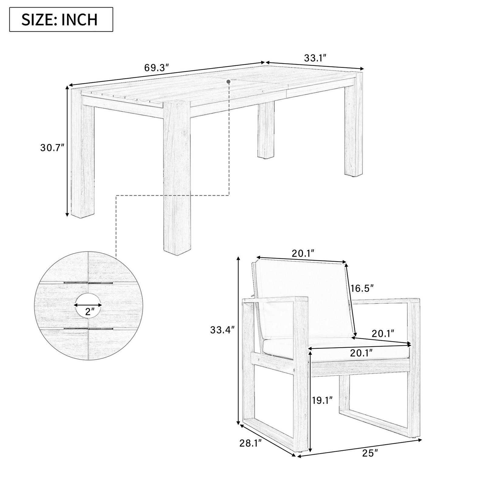 Acacia Wood Patio Table & Chairs with Cushions by Leisure Zone - Image 11
