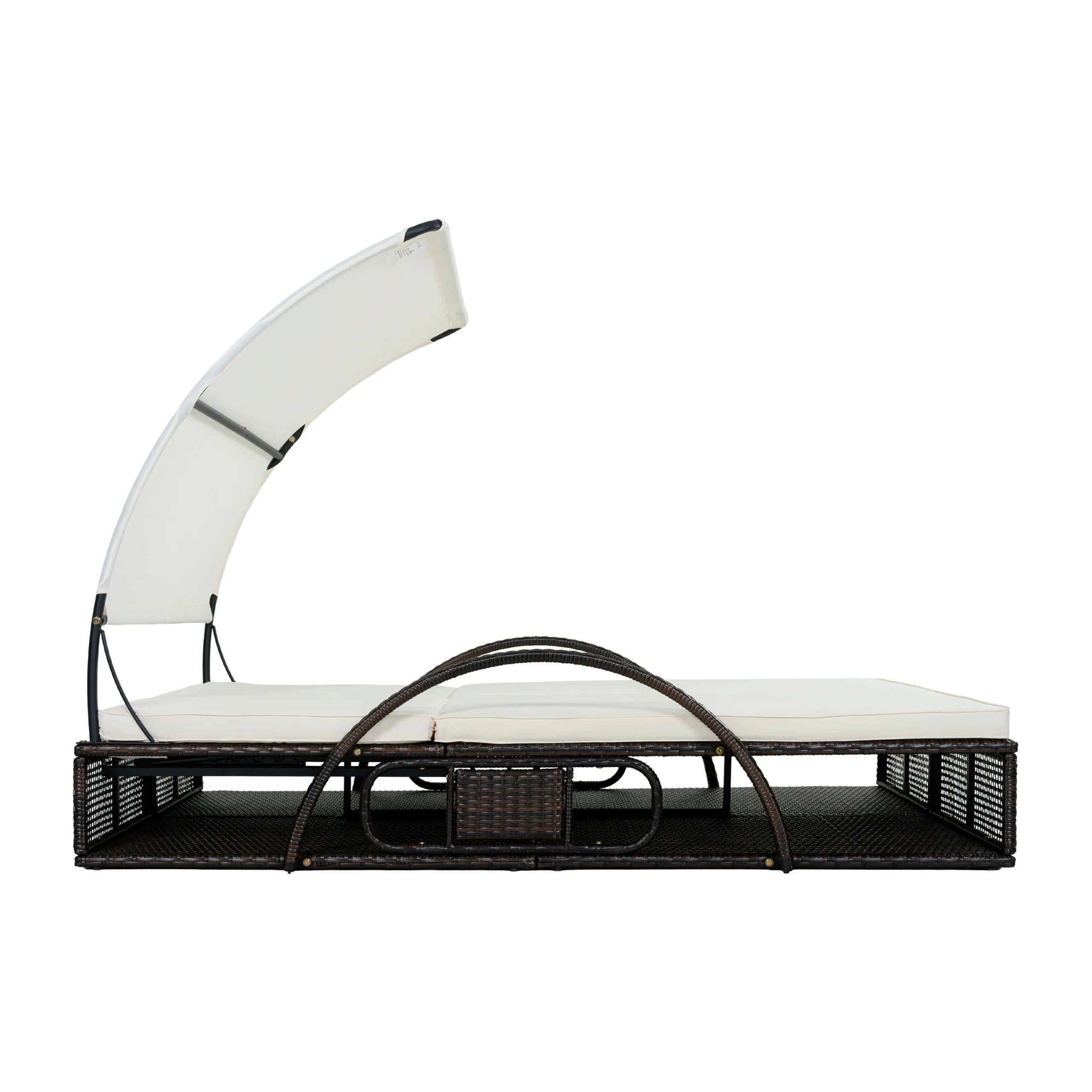 Double Outdoor Sun Lounger with Adjustable Backrest & Hidden Side Table by Leisure Zone - Image 7