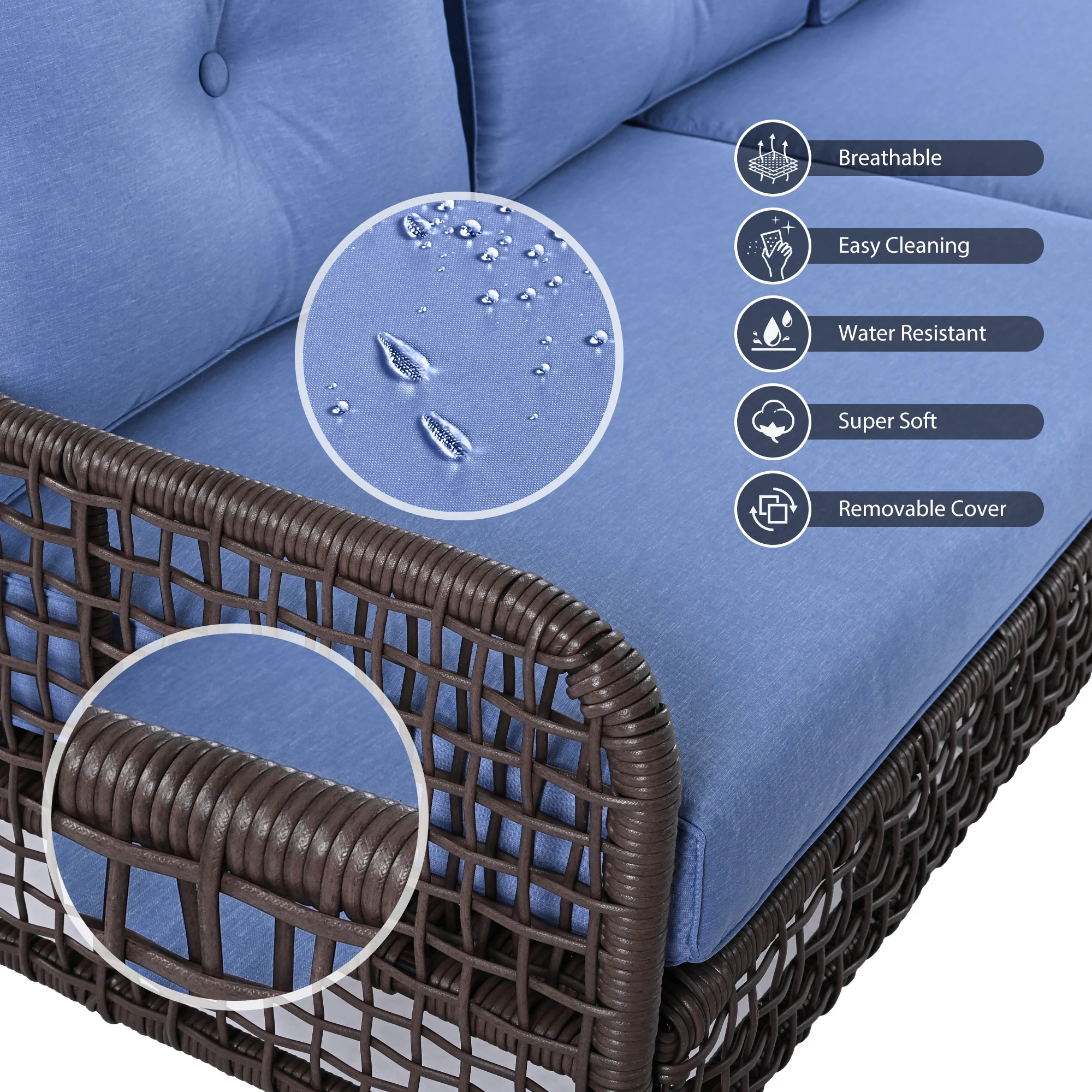 Leisure Zone 4-Piece Outdoor Patio Set with 360° Swivel Lounge Chairs - Image 17