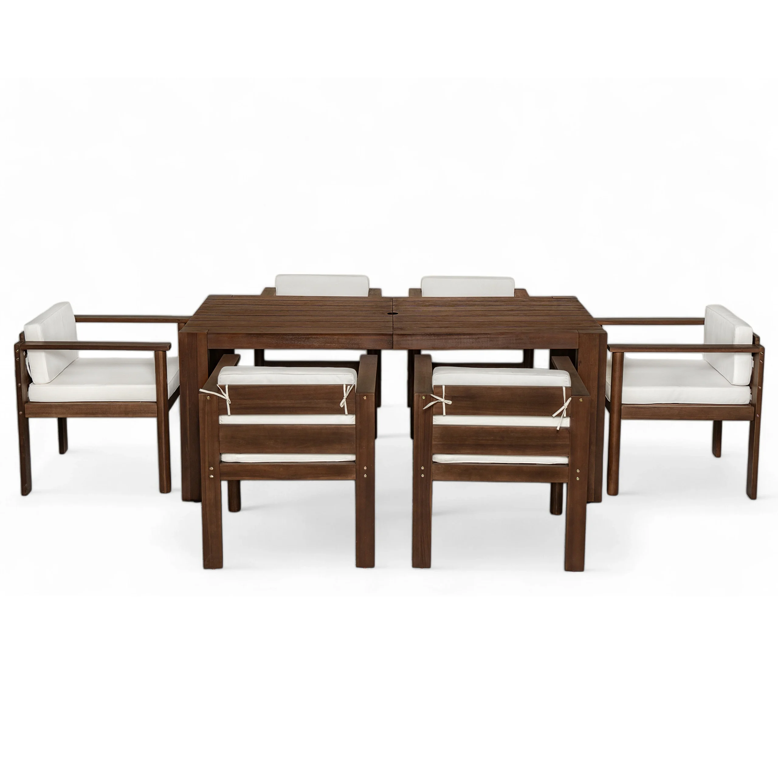 7-Piece Outdoor Acacia Wood Patio Dining Set for 6 by Leisure Zone - Image 13
