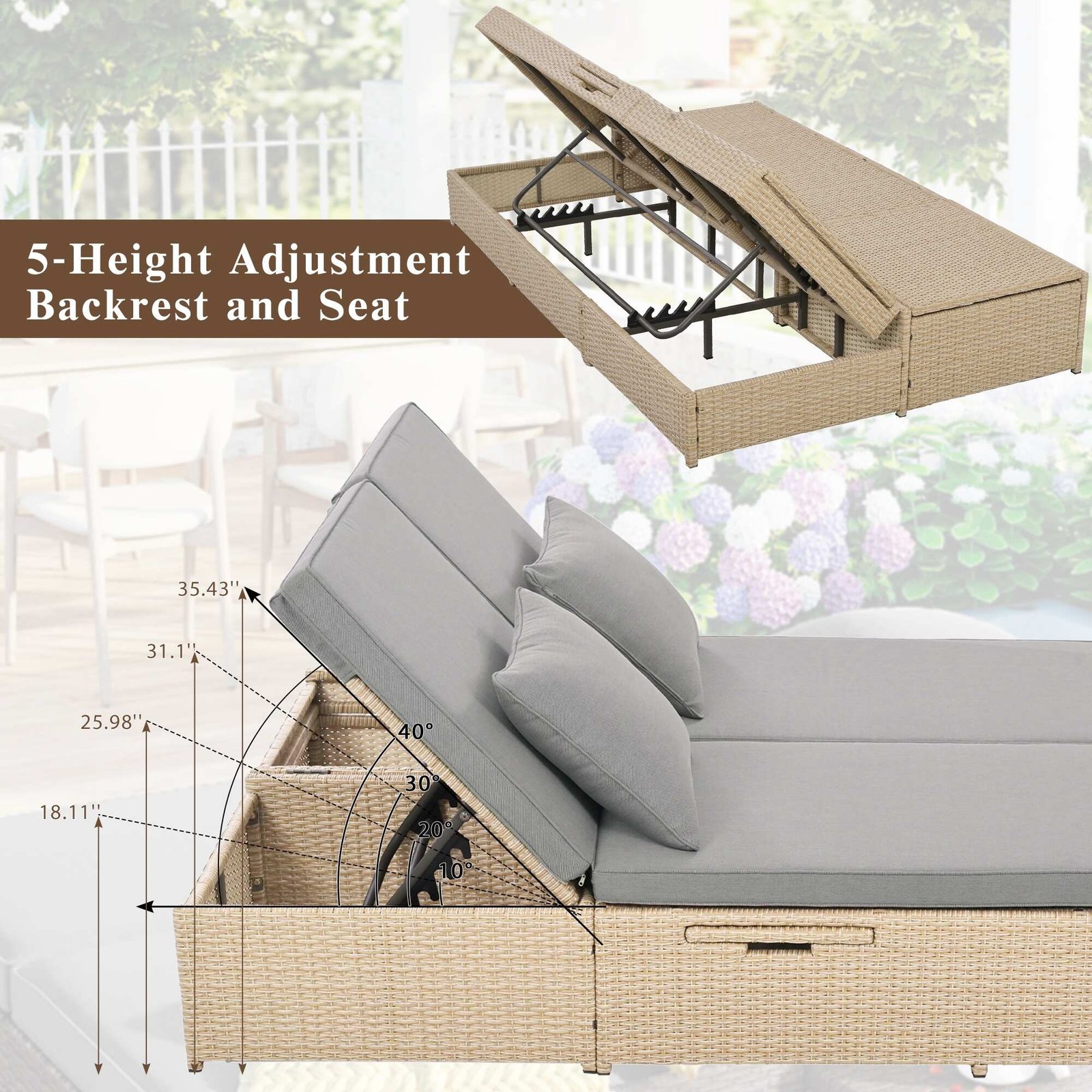 Luxury Adjustable Double Chaise Lounge by Leisure Zone - Image 5