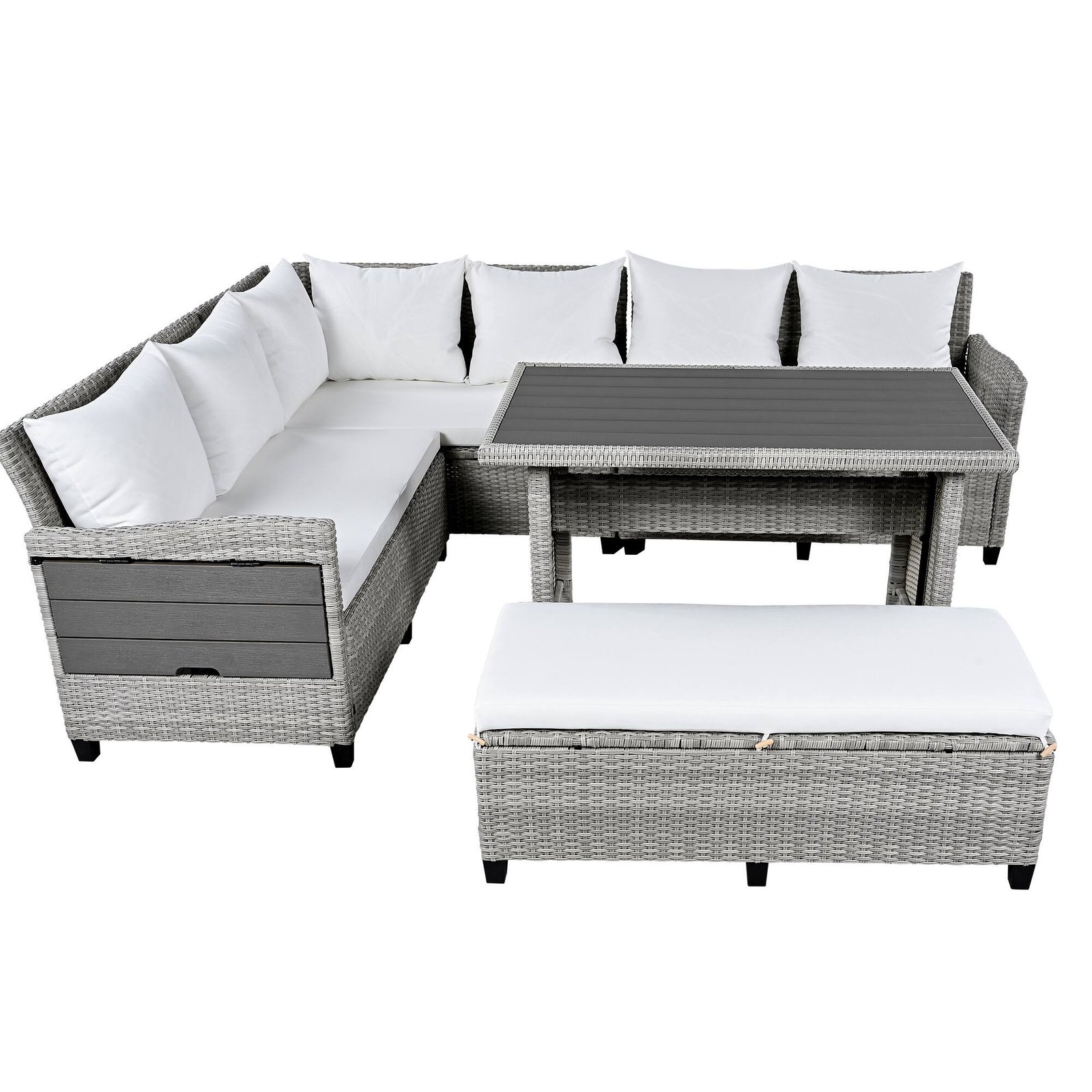 5-Piece L-Shaped Garden Furniture with Extendable Side Tables & Dining Table by Leisure Zone - Image 4