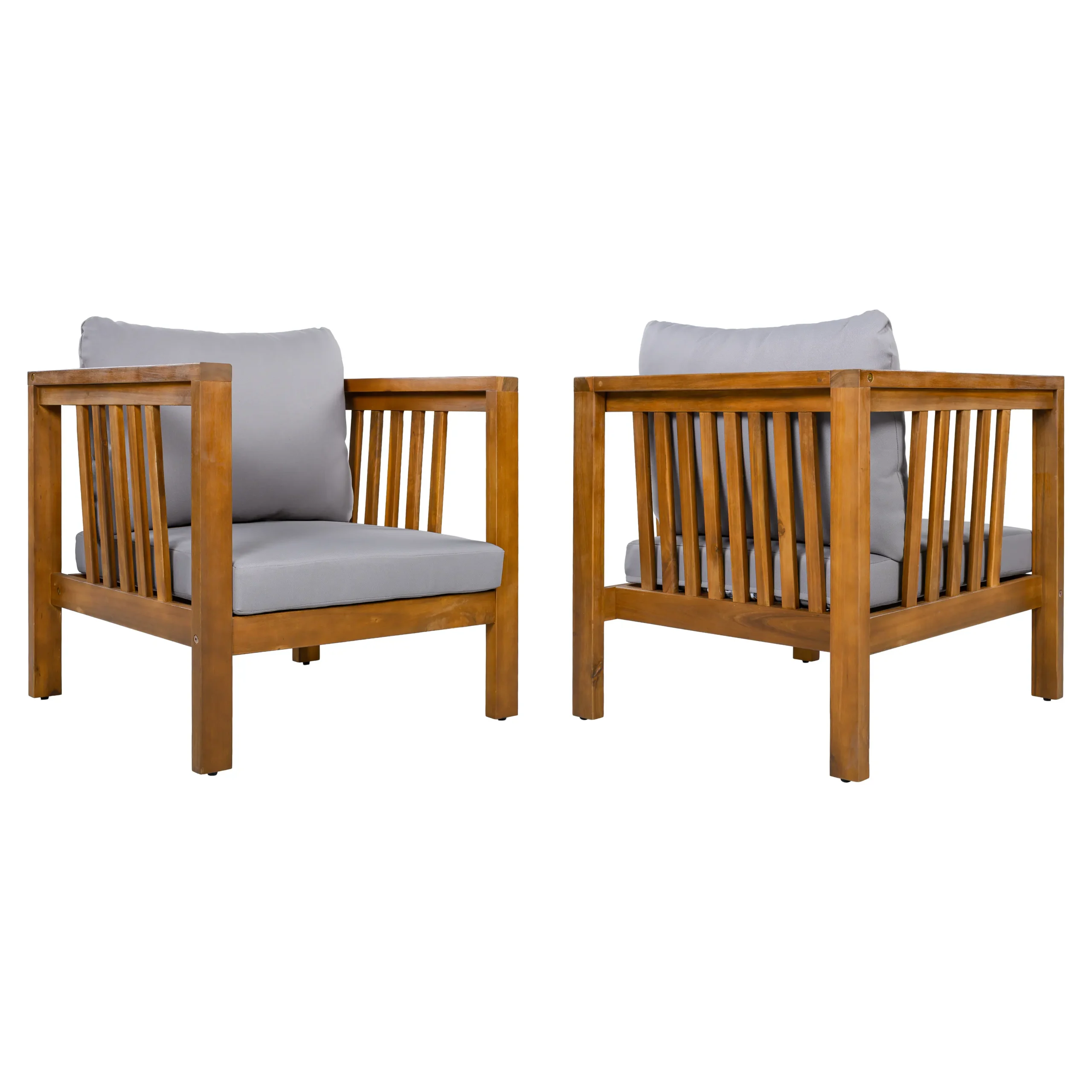 Outdoor Acacia Club Chair with Square Arms by Leisure Zone - Image 24