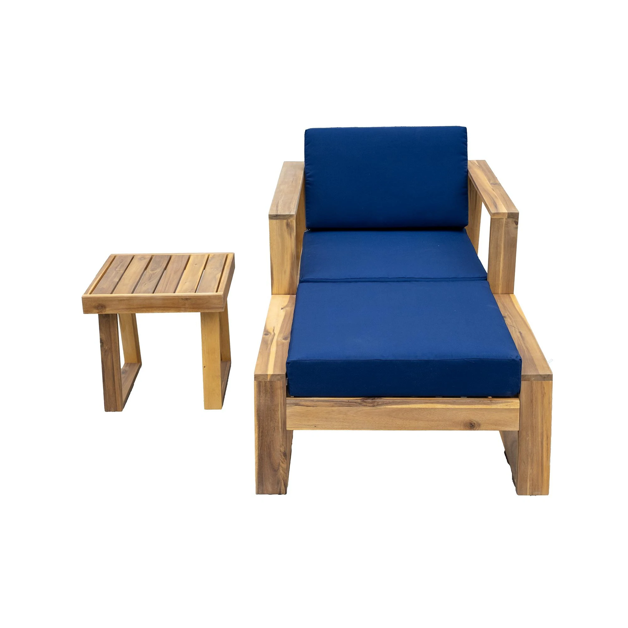 3-Piece Acacia Wood Outdoor Lounge Set with Ottoman and Side Table by Leisure Zone - Image 10