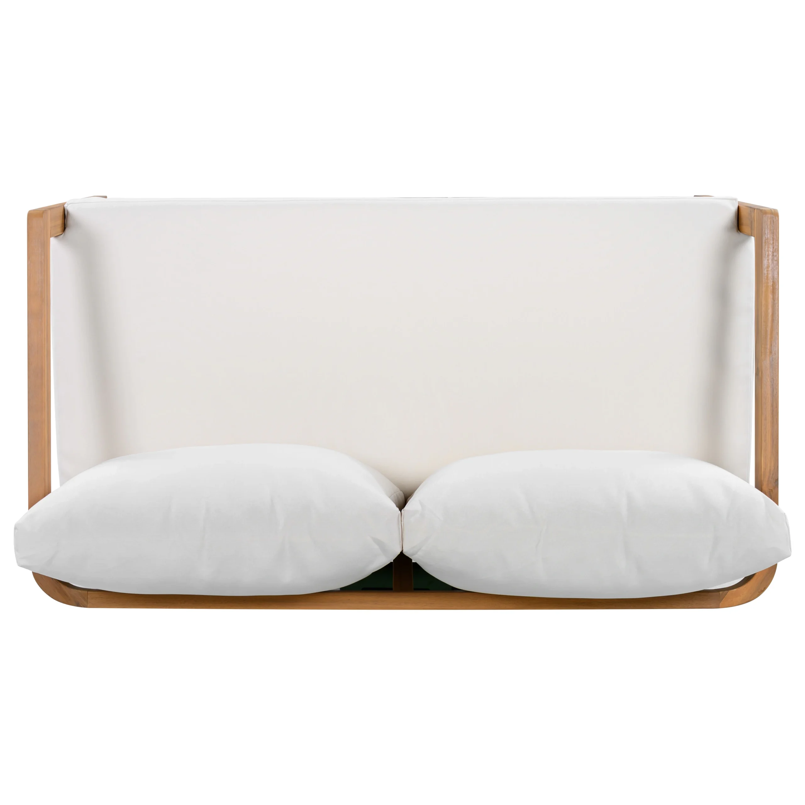 Acacia Wood Patio Loveseat Sofa with Thick Cushions by Leisure Zone - Image 6