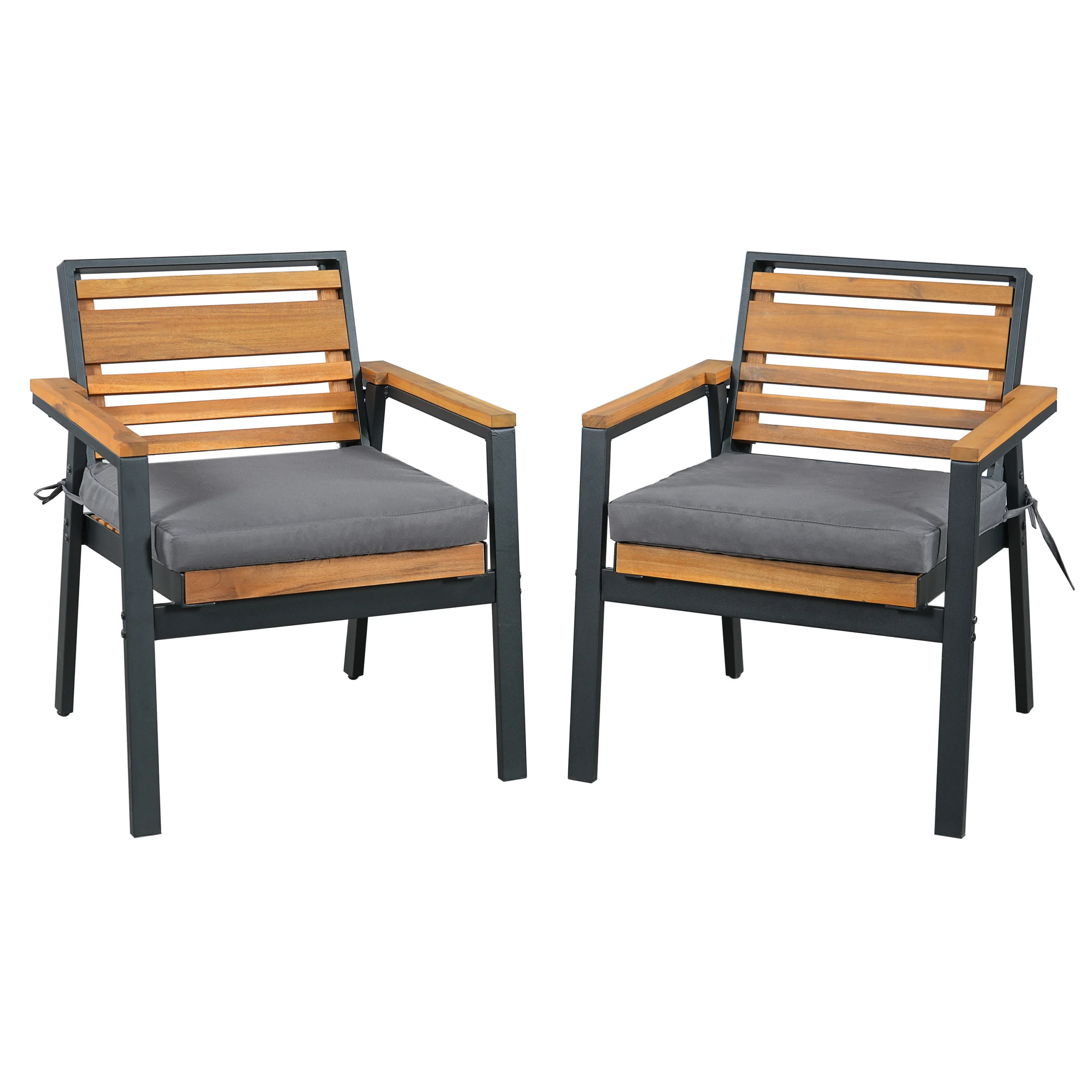 7-Piece Acacia Wood Patio Dining Set with X-Base Table & Cushioned Chairs by Leisure Zone - Image 18