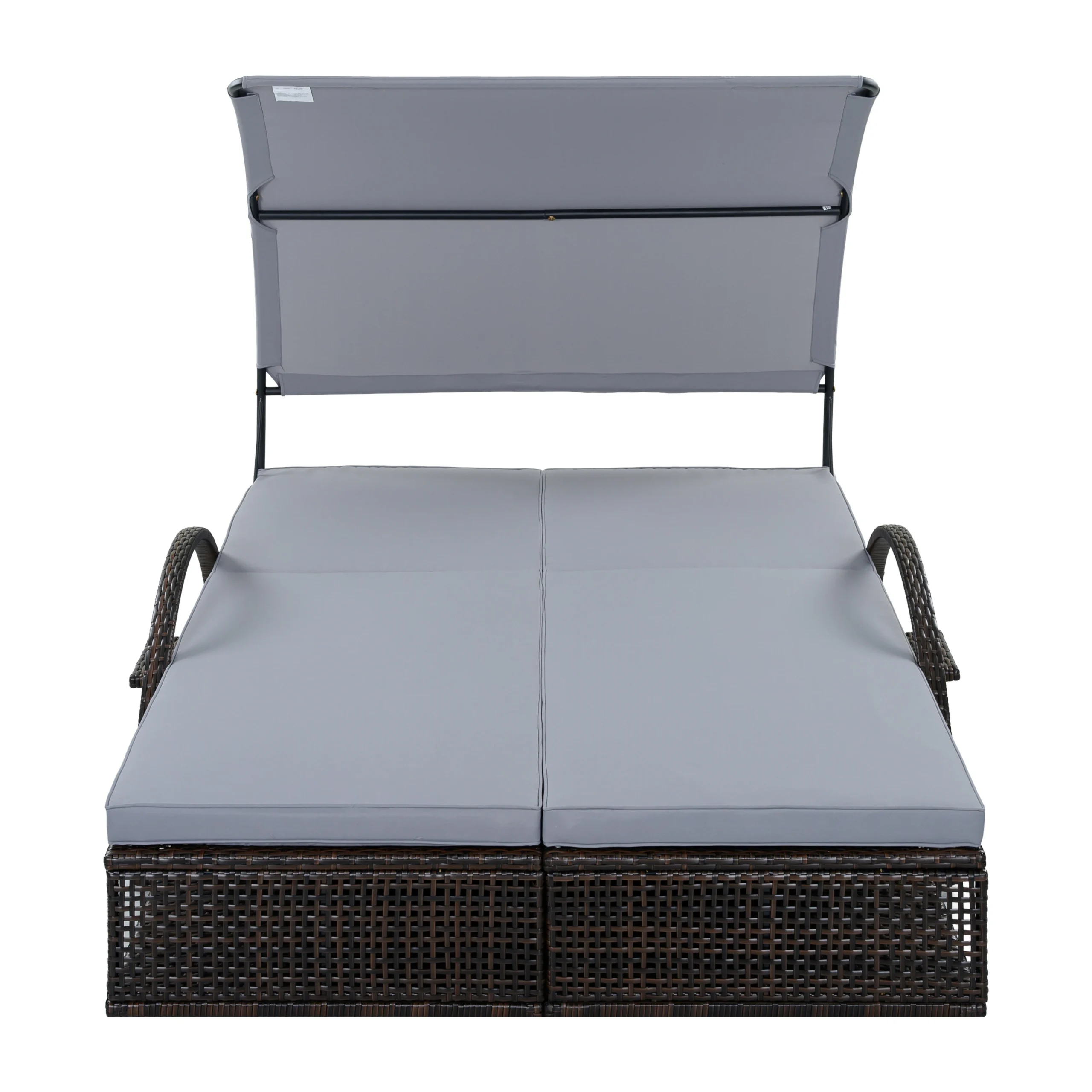 Double Outdoor Sun Lounger with Adjustable Backrest & Hidden Side Table by Leisure Zone - Image 27