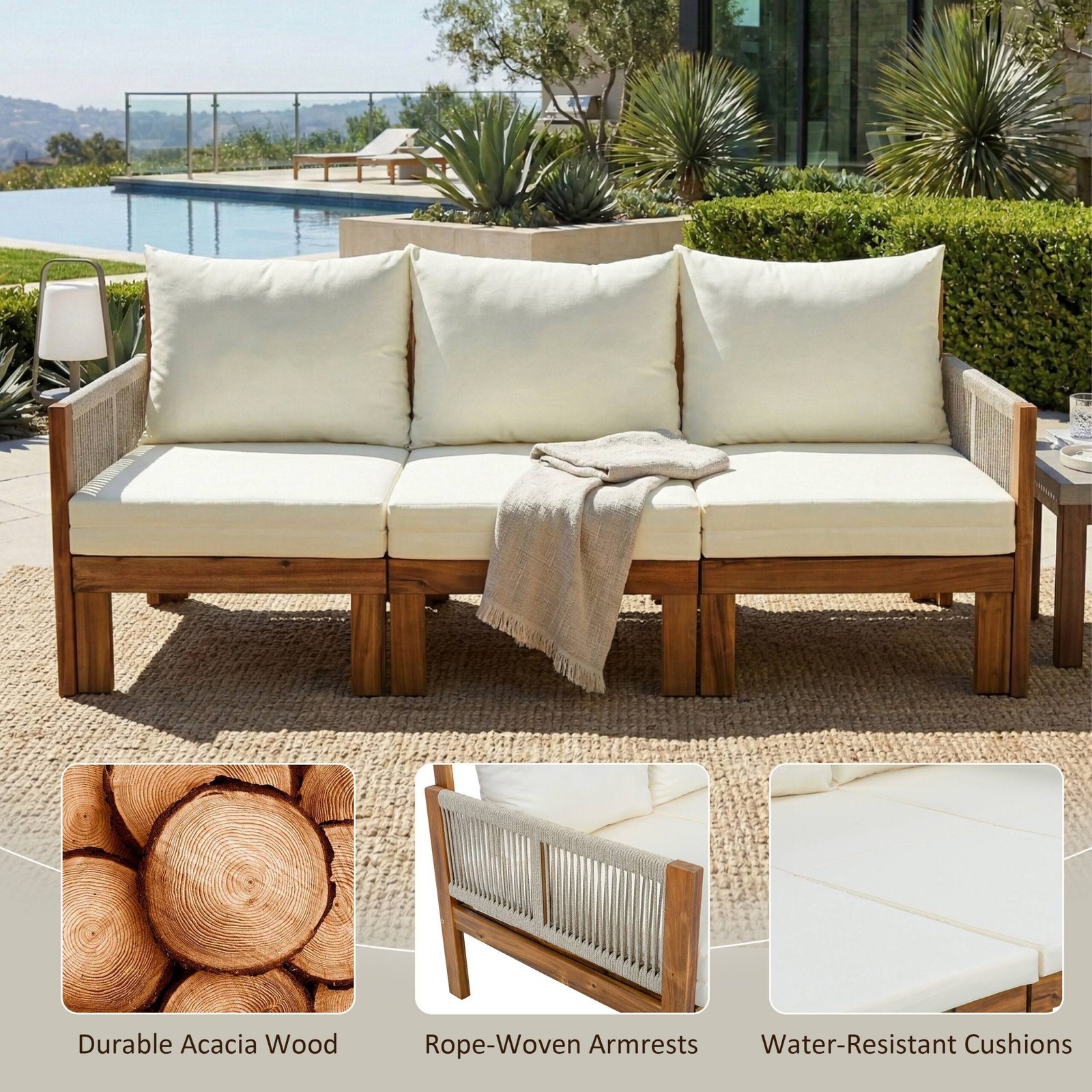 3-in-1 Outdoor Daybed & Patio Sofa with Pull-Out Sleeper by Leisure Zone - Image 10