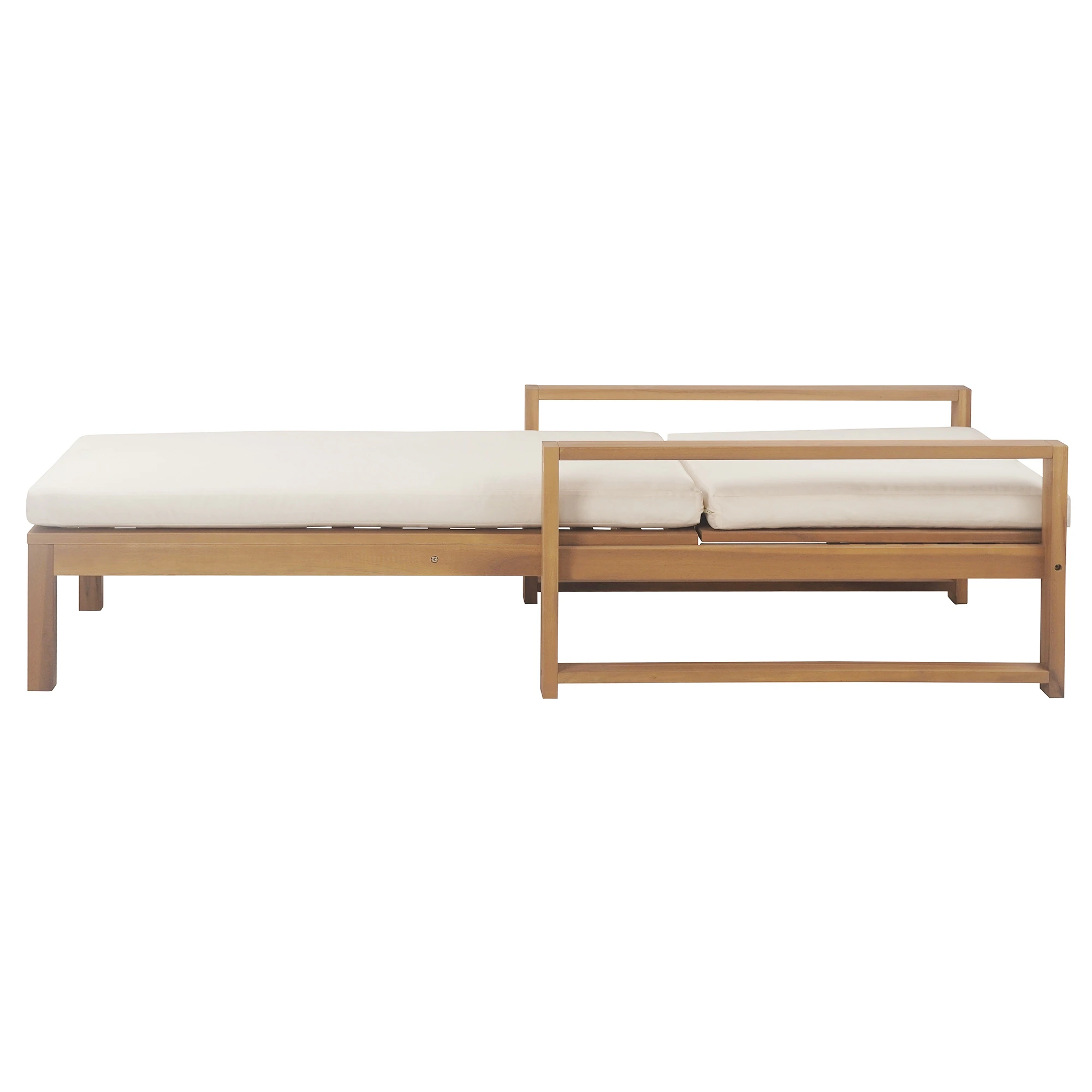 Acacia Wood 5-Position Outdoor Chaise Lounge Chairs Set of 2 by Leisure Zone - Image 6