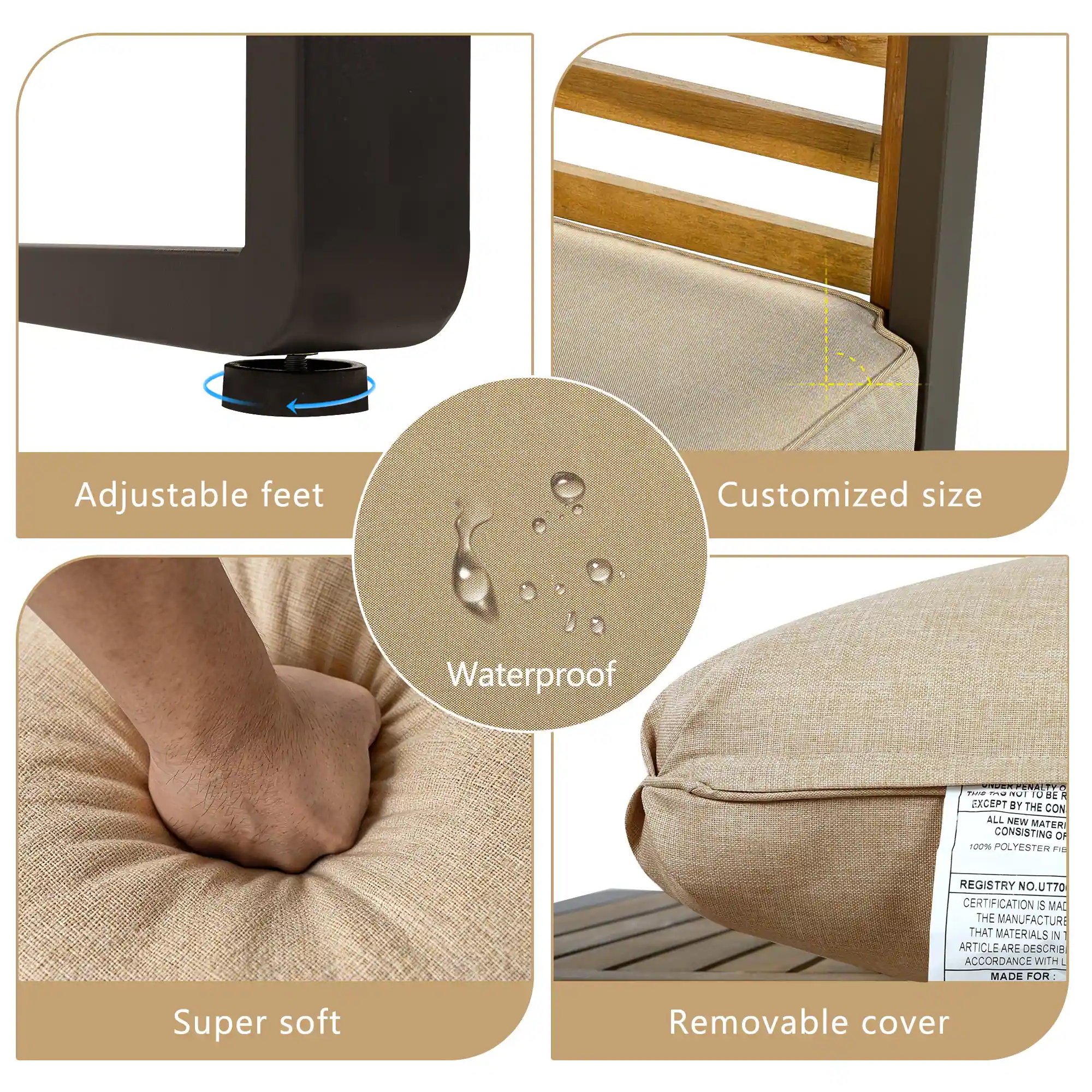 4-Piece Outdoor Conversation Set with Removable Cushions by Leisure Zone - Image 23