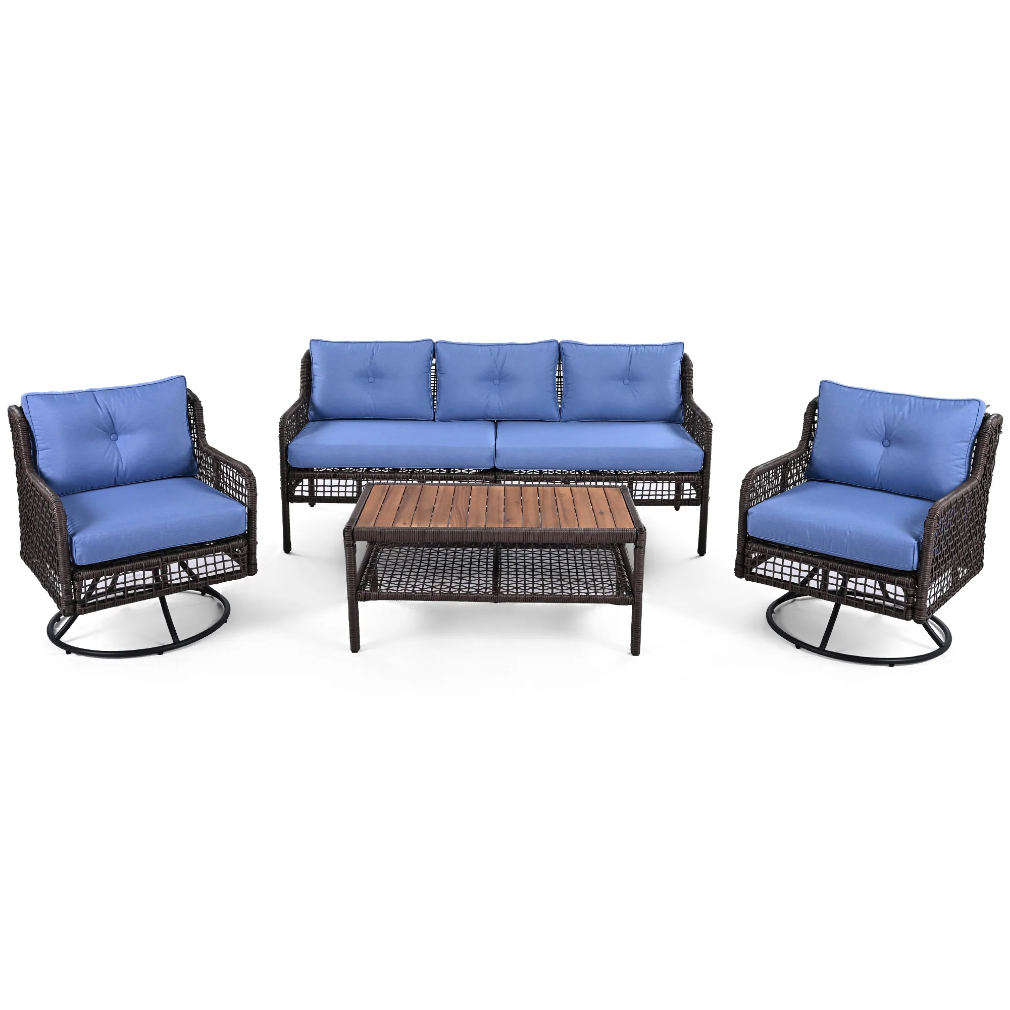 Leisure Zone 4-Piece Outdoor Patio Set with 360° Swivel Lounge Chairs - Image 13