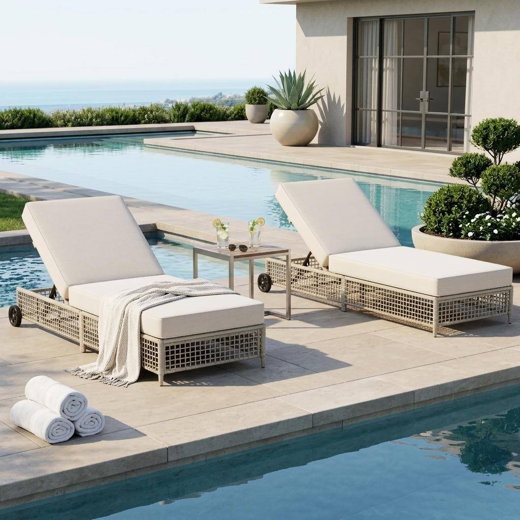 Luxurious Rattan Outdoor Lounge Chair Set of 2 by Leisure Zone - Image 12