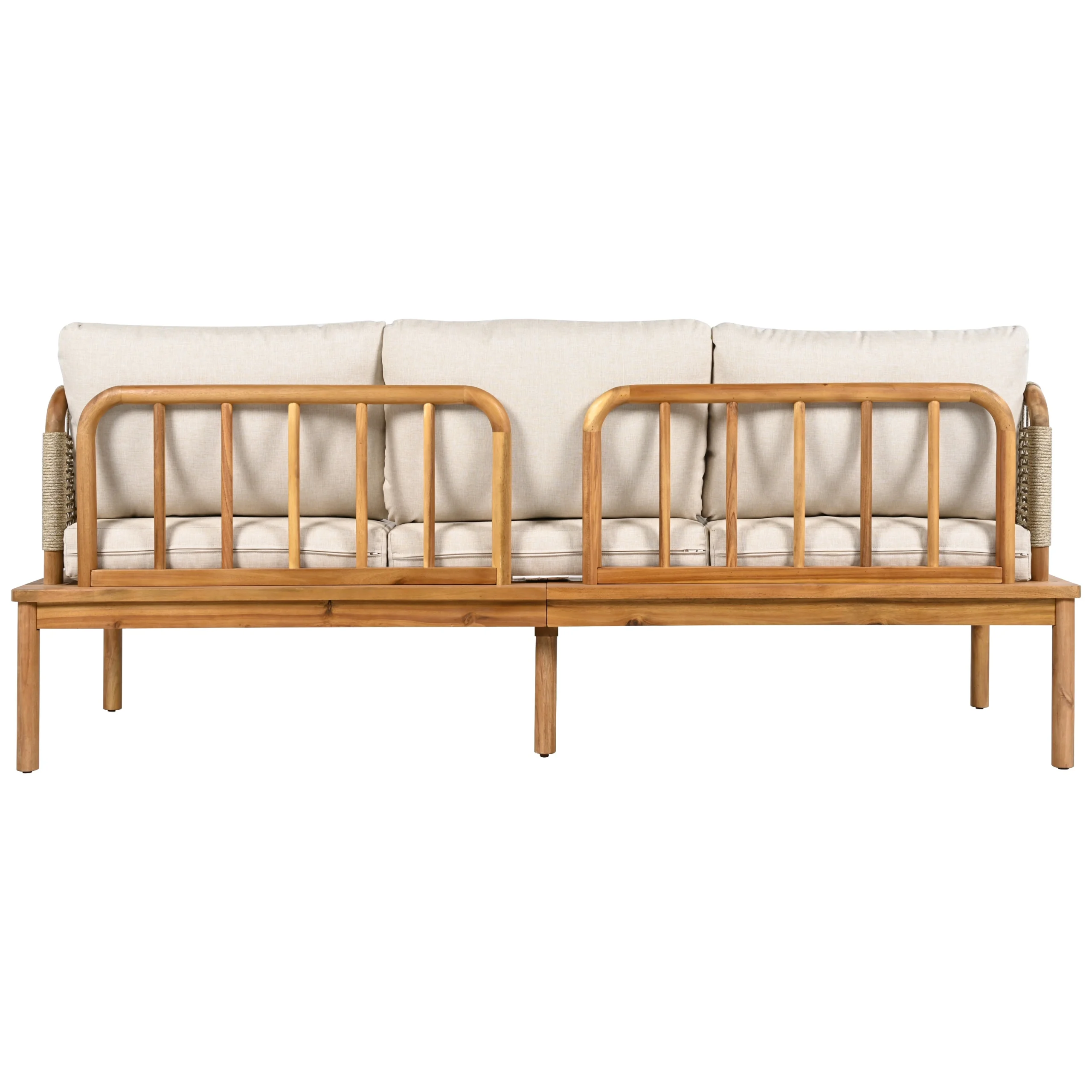 Acacia Wood Patio Sofa Set with Handwoven Rope Arms by Leisure Zone - Image 20