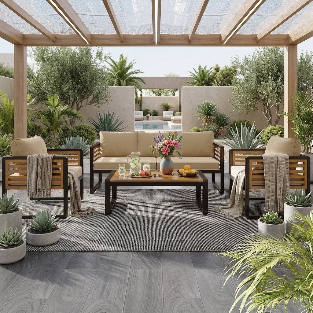 4-Piece Outdoor Conversation Set with Removable Cushions by Leisure Zone - Image 16