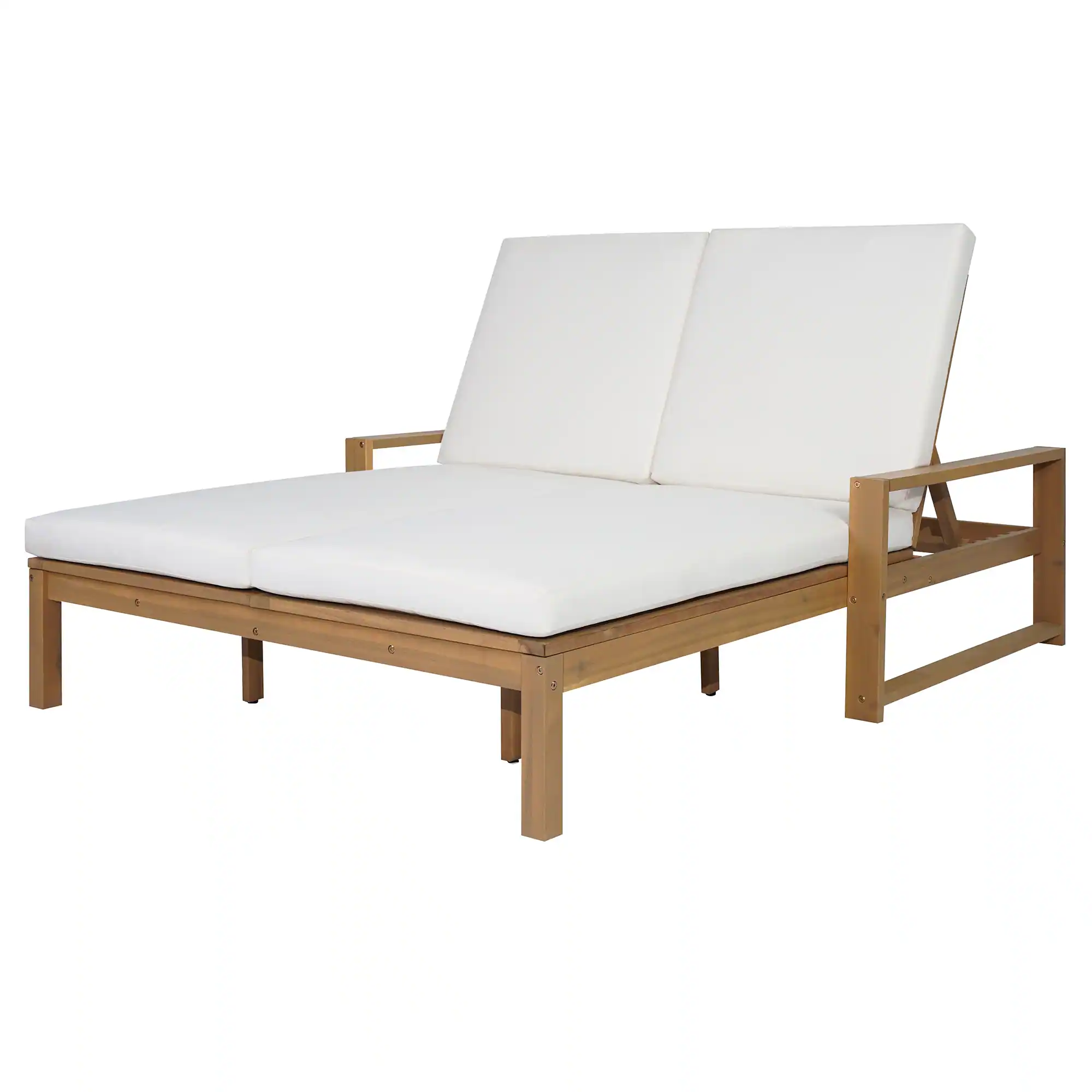 Outdoor Double Chaise Lounge Chair with Dual 5-Position Backrests by Leisure Zone - Image 4